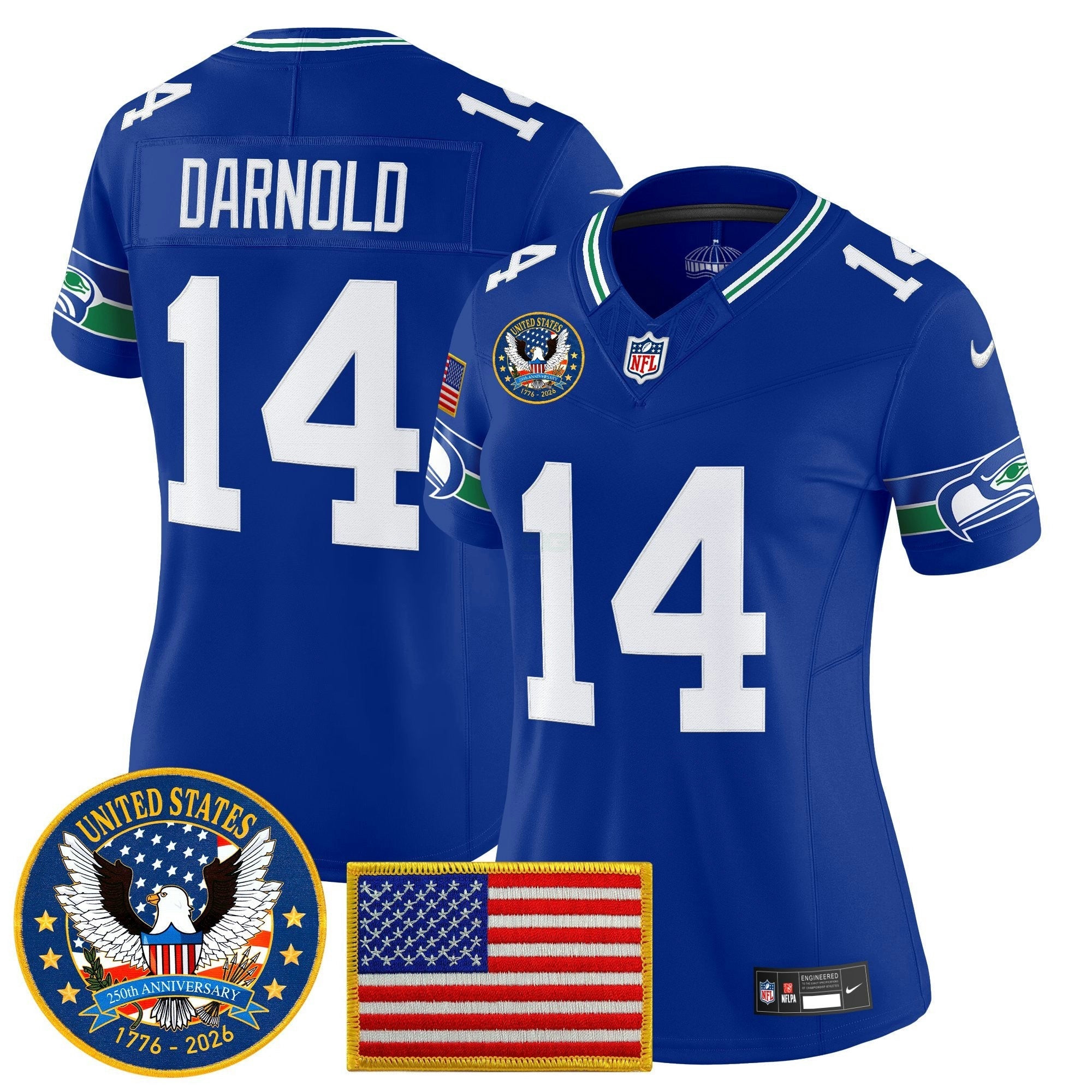 Camisa NFL Women’s Seattle “United States 250th Anniversary Patch” Vapor Limited Jersey