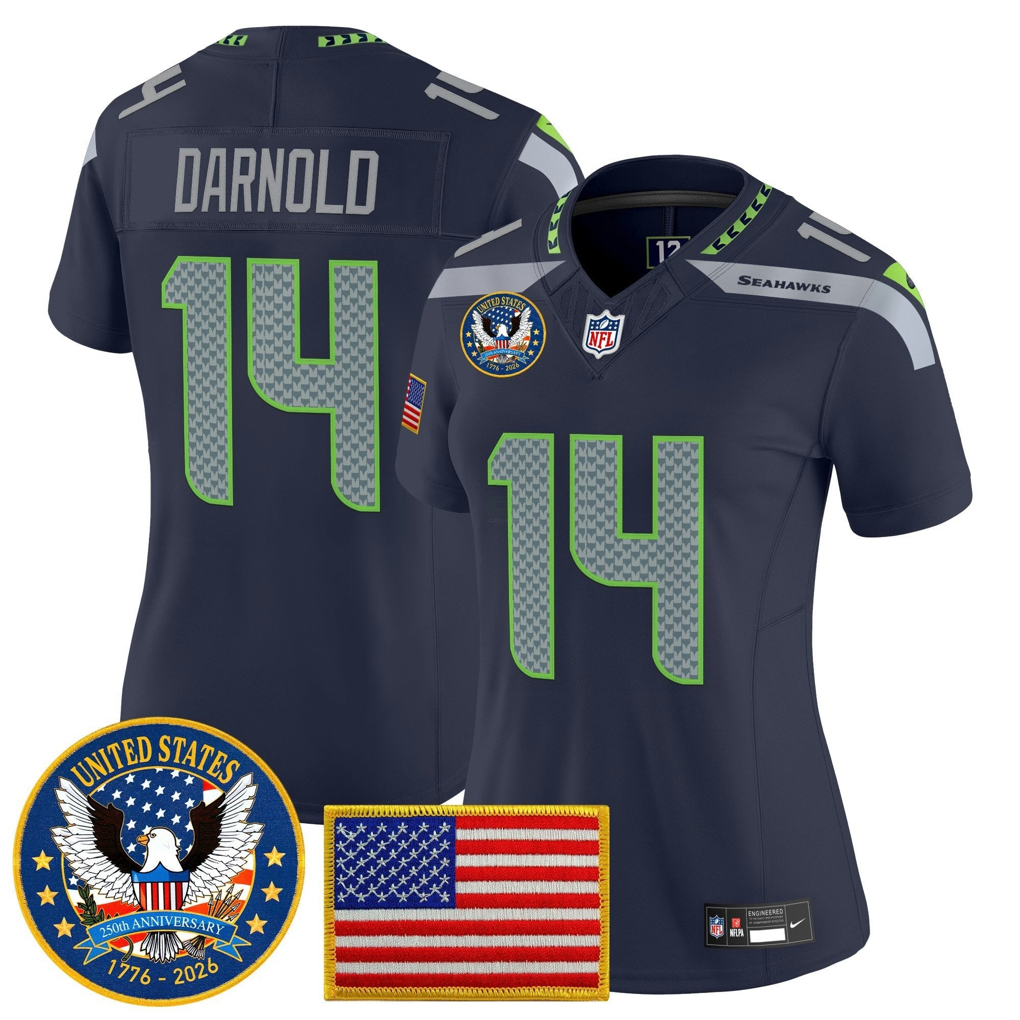 Camisa NFL Women’s Seattle “United States 250th Anniversary Patch” Vapor Limited Jersey