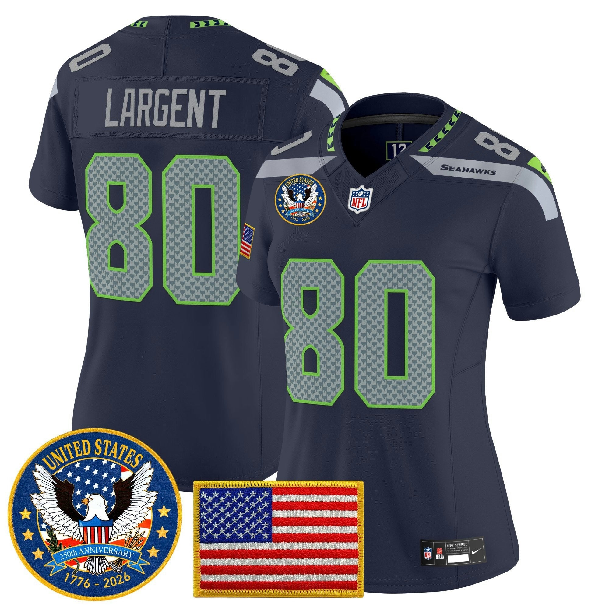 Camisa NFL Women’s Seattle “United States 250th Anniversary Patch” Vapor Limited Jersey
