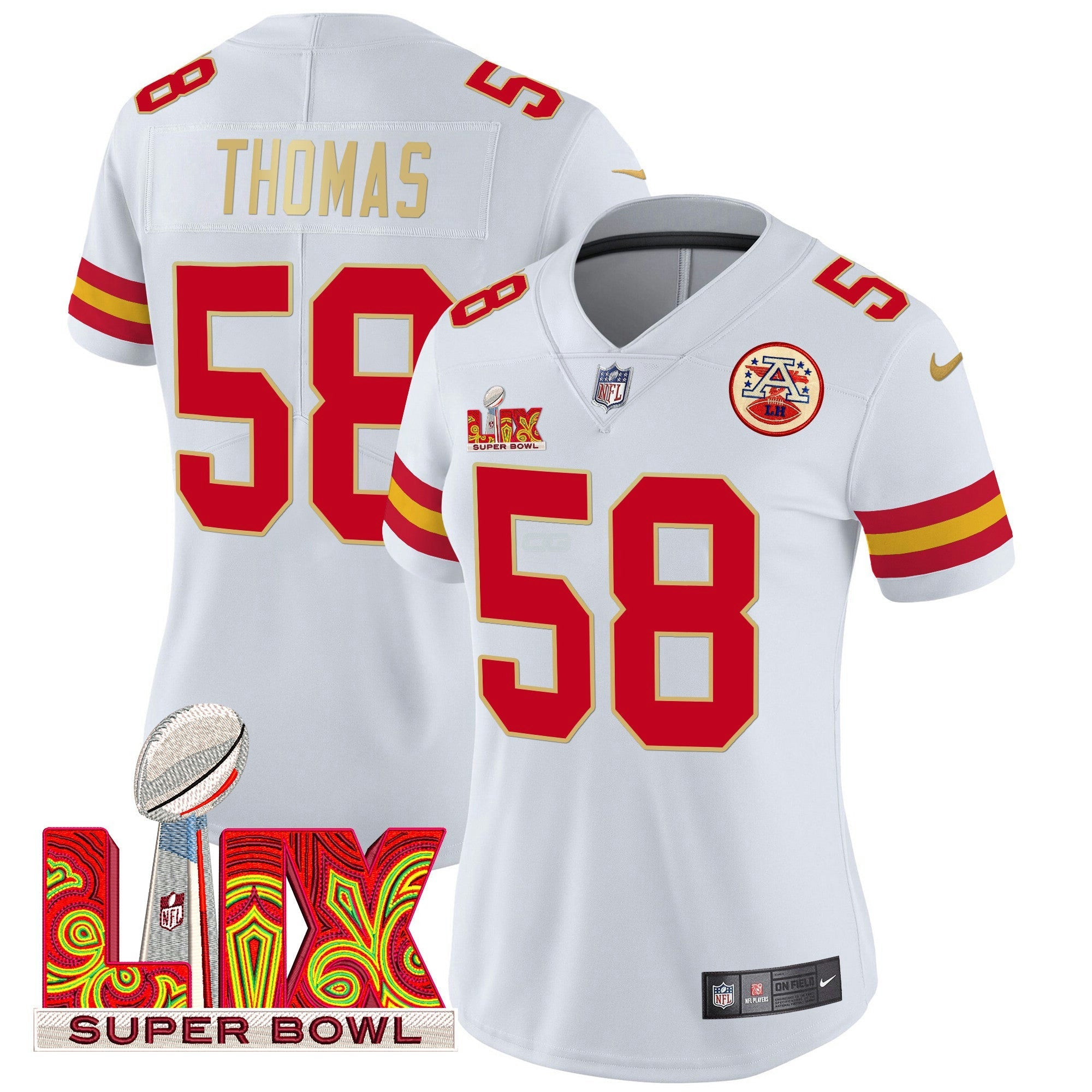Camisa NFL Women’s Super Bowl LIX Patch Dourada Trim Vapor Limited Jersey