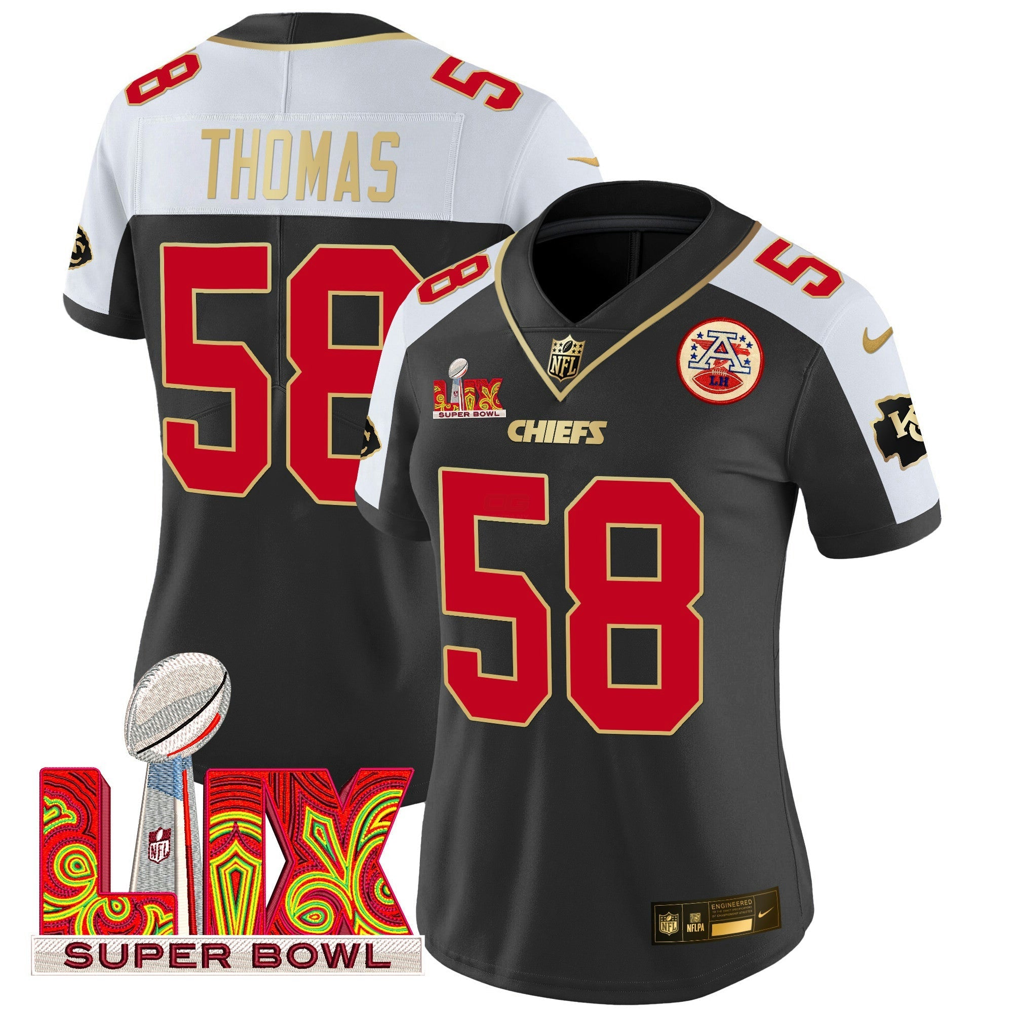 Camisa NFL Women’s Super Bowl LIX Patch Dourada Trim Vapor Limited Jersey