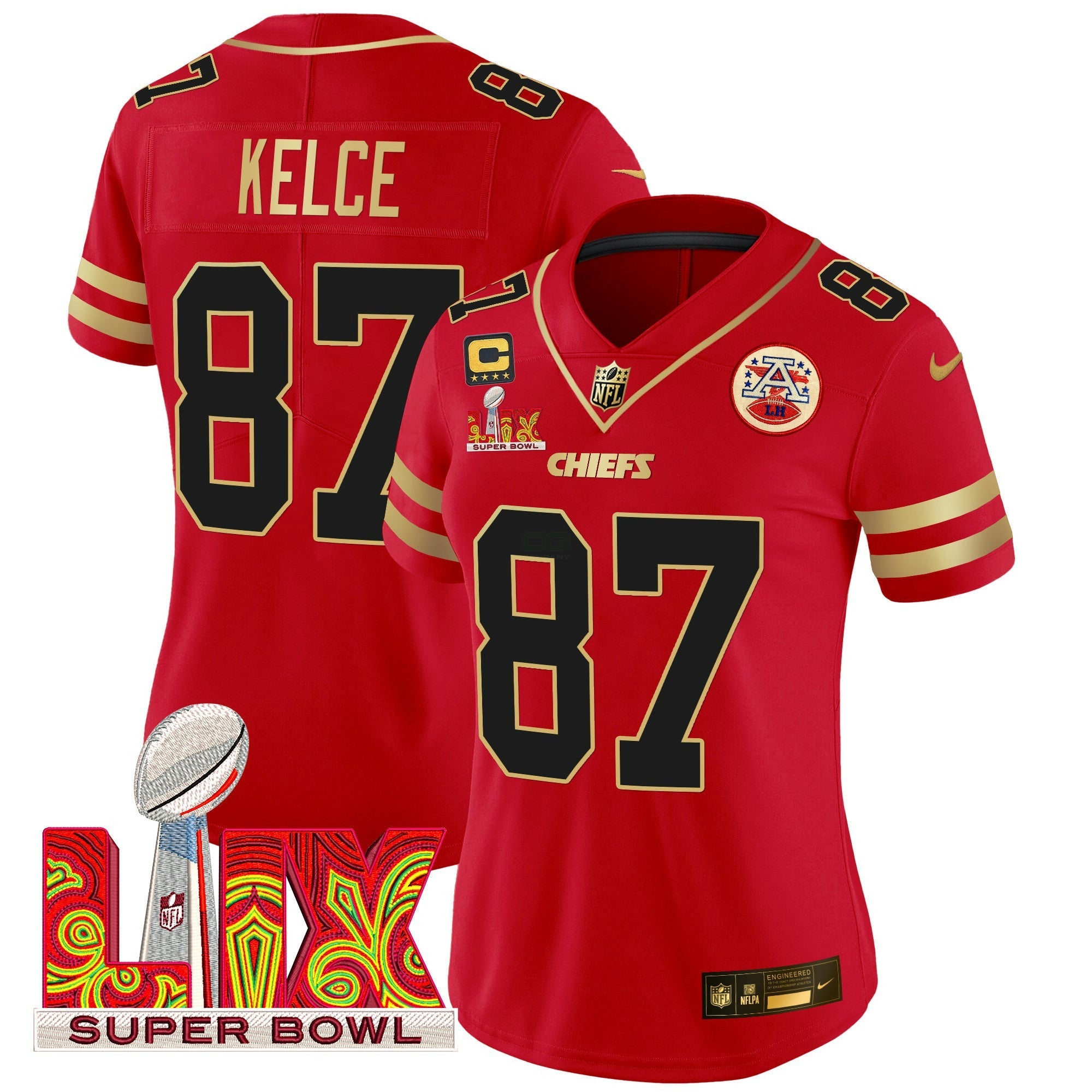 Camisa NFL Women’s Super Bowl LIX Patch Dourada Trim Vapor Limited Jersey