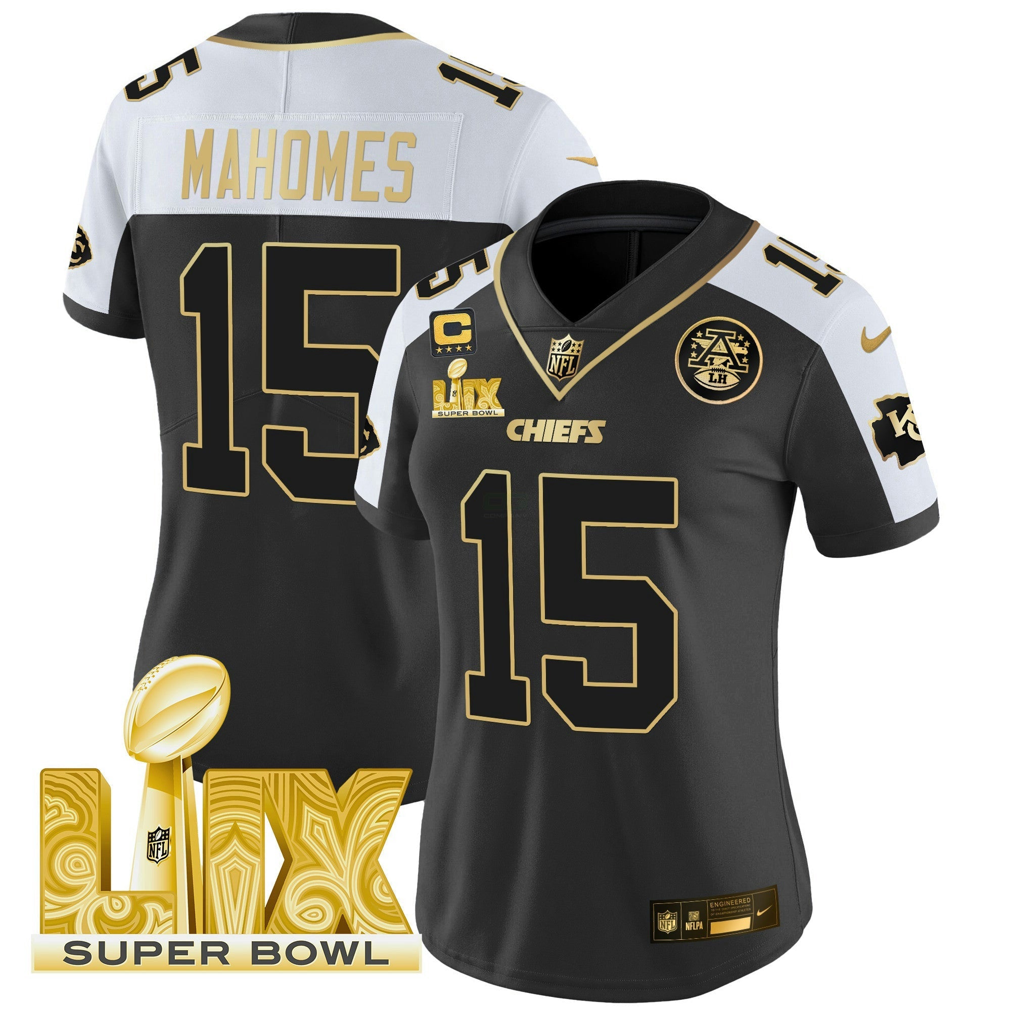 Camisa NFL Women’s Super Bowl LIX Patch Dourada Vapor Limited Jersey