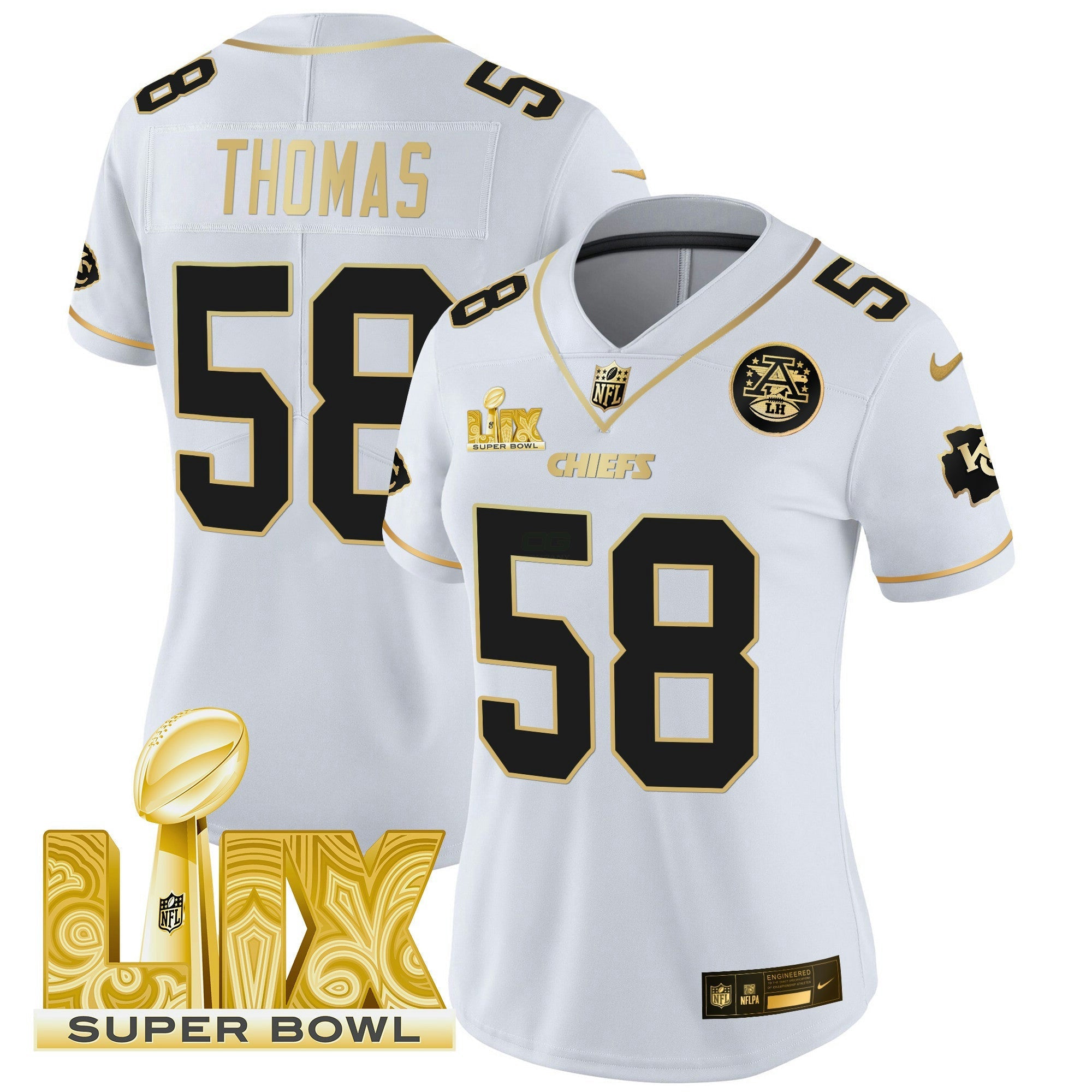 Camisa NFL Women’s Super Bowl LIX Patch Dourada Vapor Limited Jersey