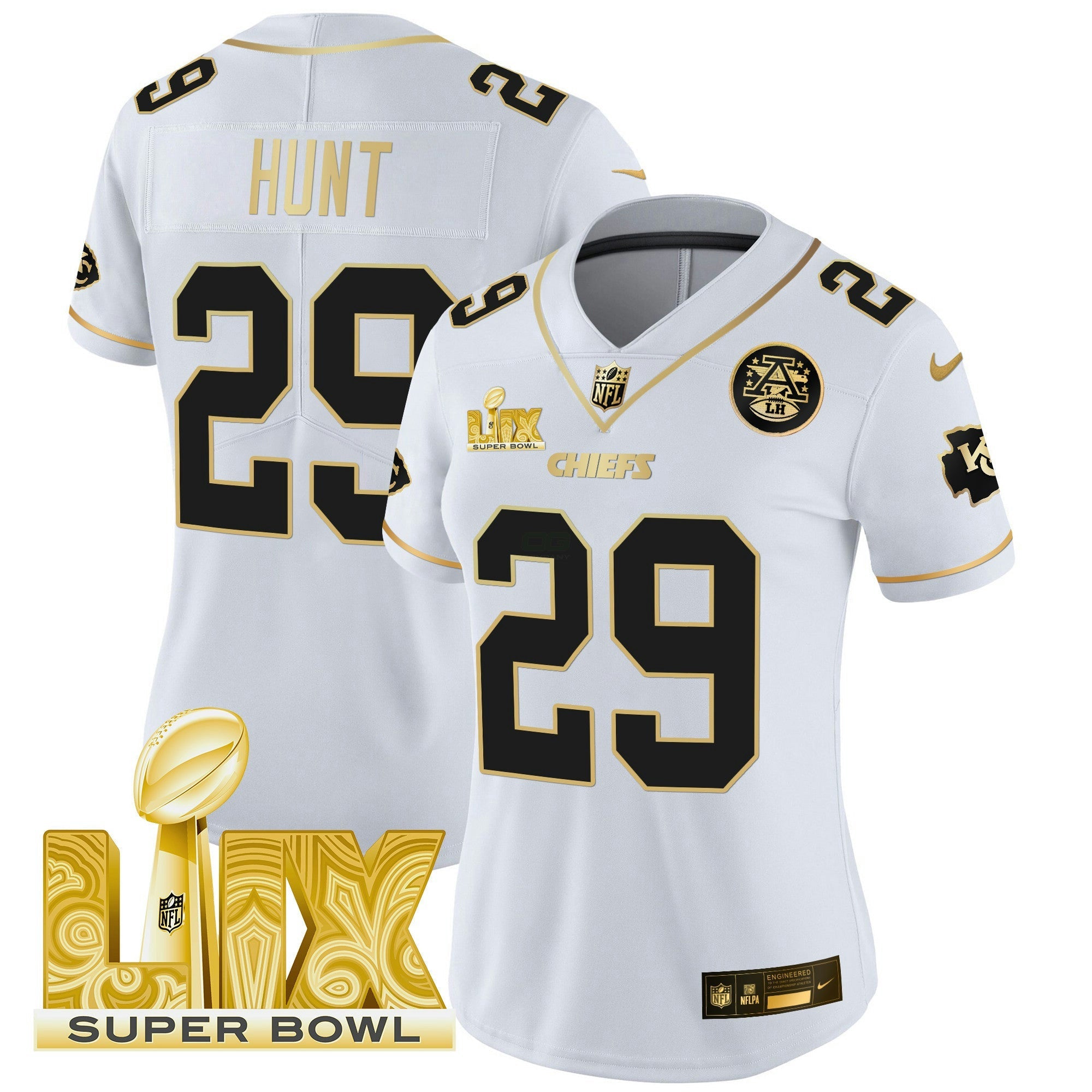 Camisa NFL Women’s Super Bowl LIX Patch Dourada Vapor Limited Jersey
