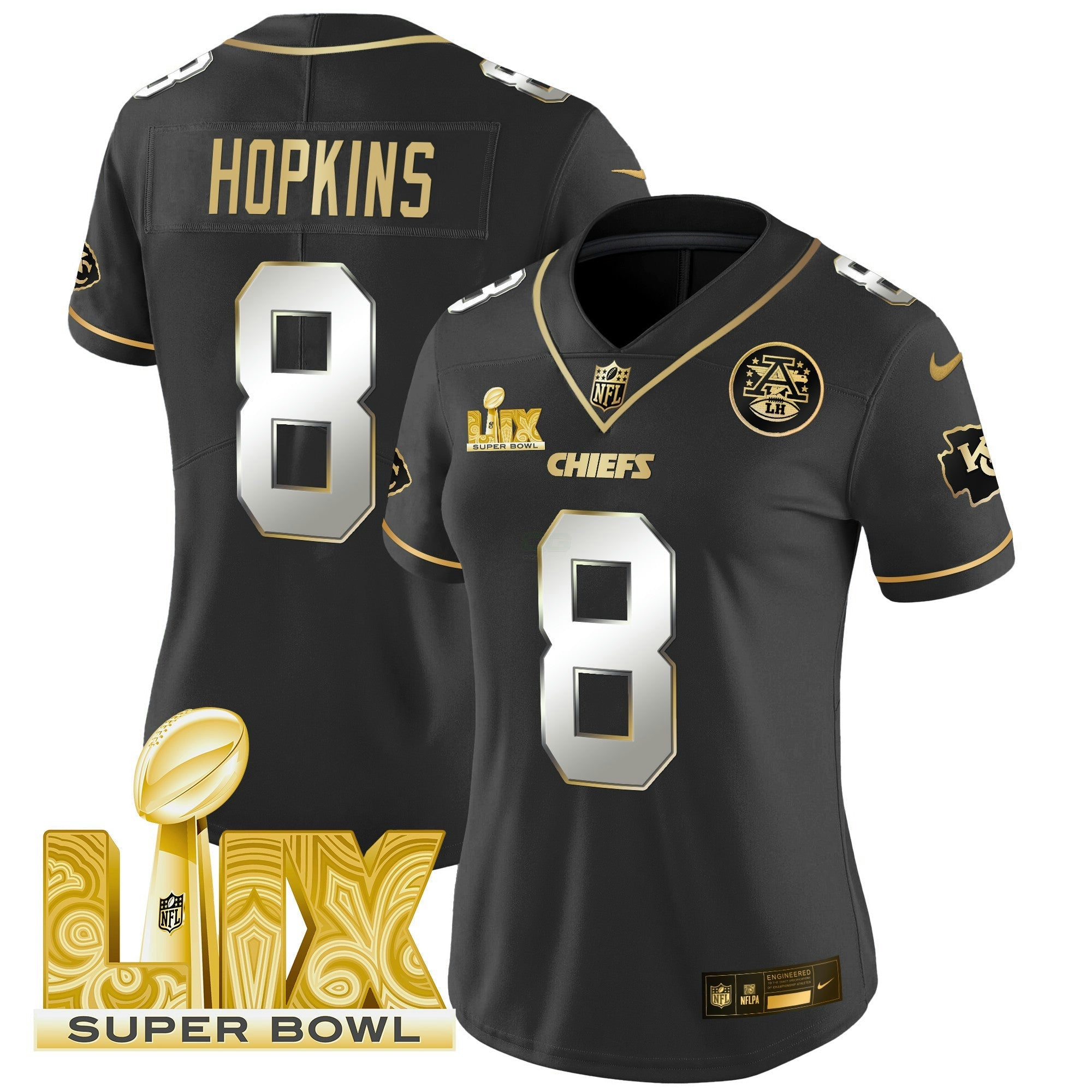 Camisa NFL Women’s Super Bowl LIX Patch Dourada Vapor Limited Jersey