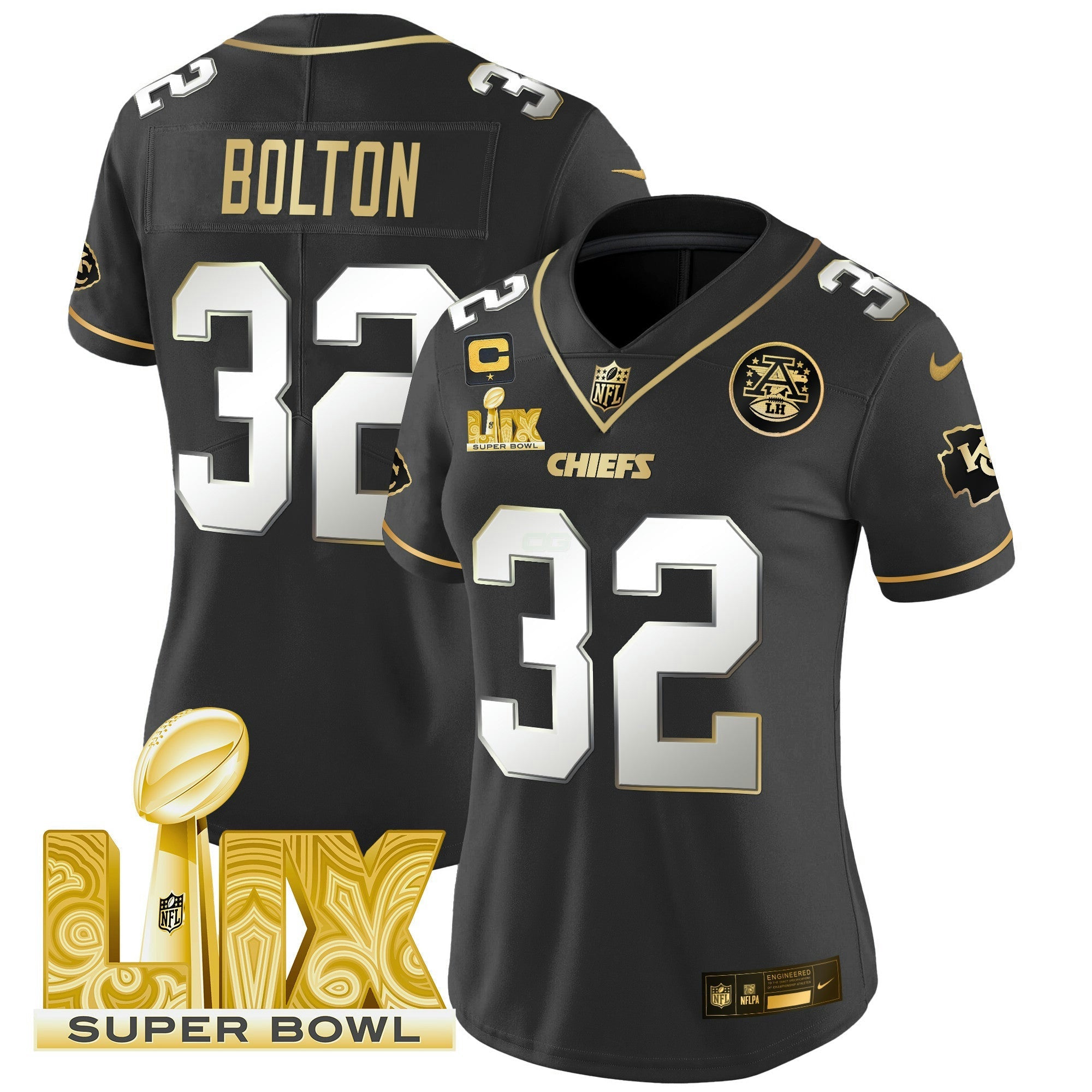 Camisa NFL Women’s Super Bowl LIX Patch Dourada Vapor Limited Jersey