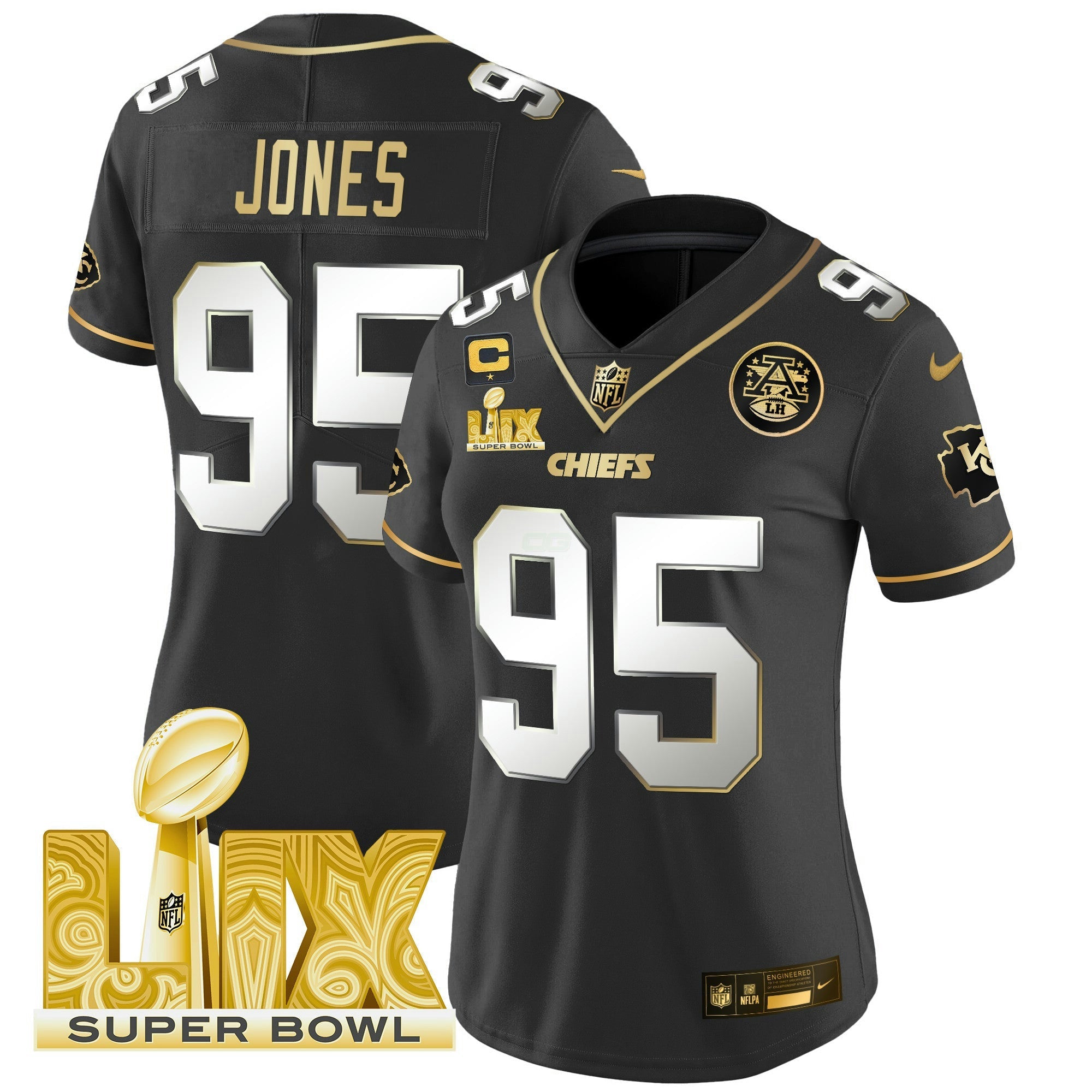 Camisa NFL Women’s Super Bowl LIX Patch Dourada Vapor Limited Jersey