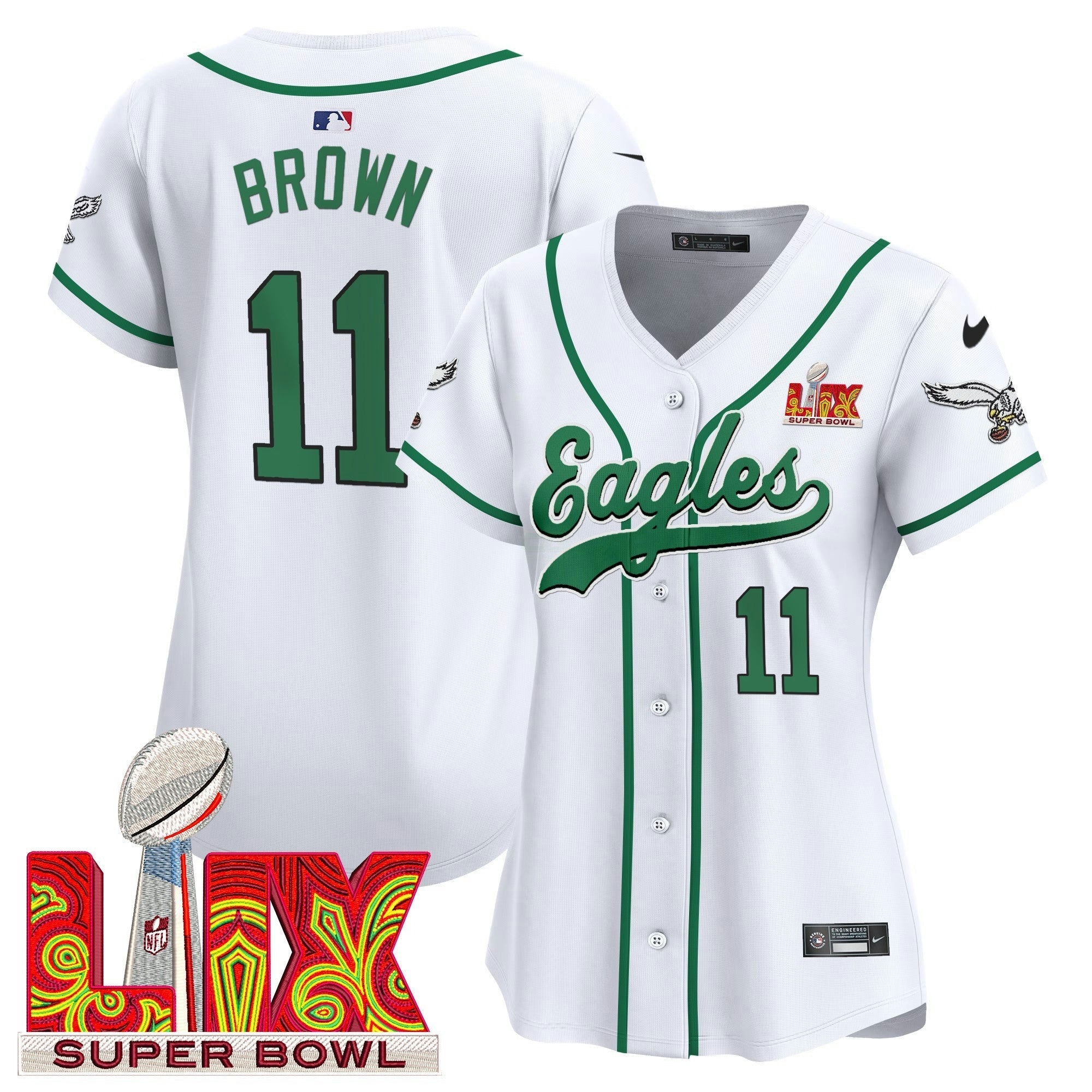 Camisa NFL Women’s Super Bowl LIX Patch Kelly Green Vapor Jersey