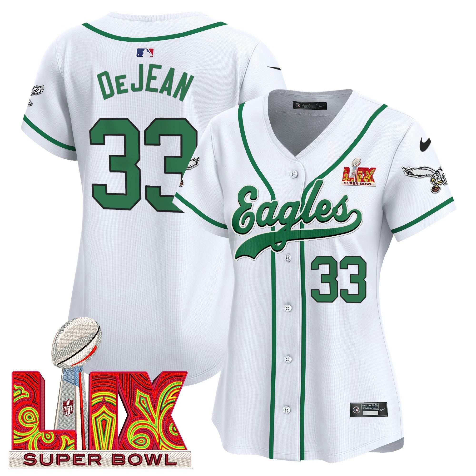 Camisa NFL Women’s Super Bowl LIX Patch Kelly Green Vapor Jersey