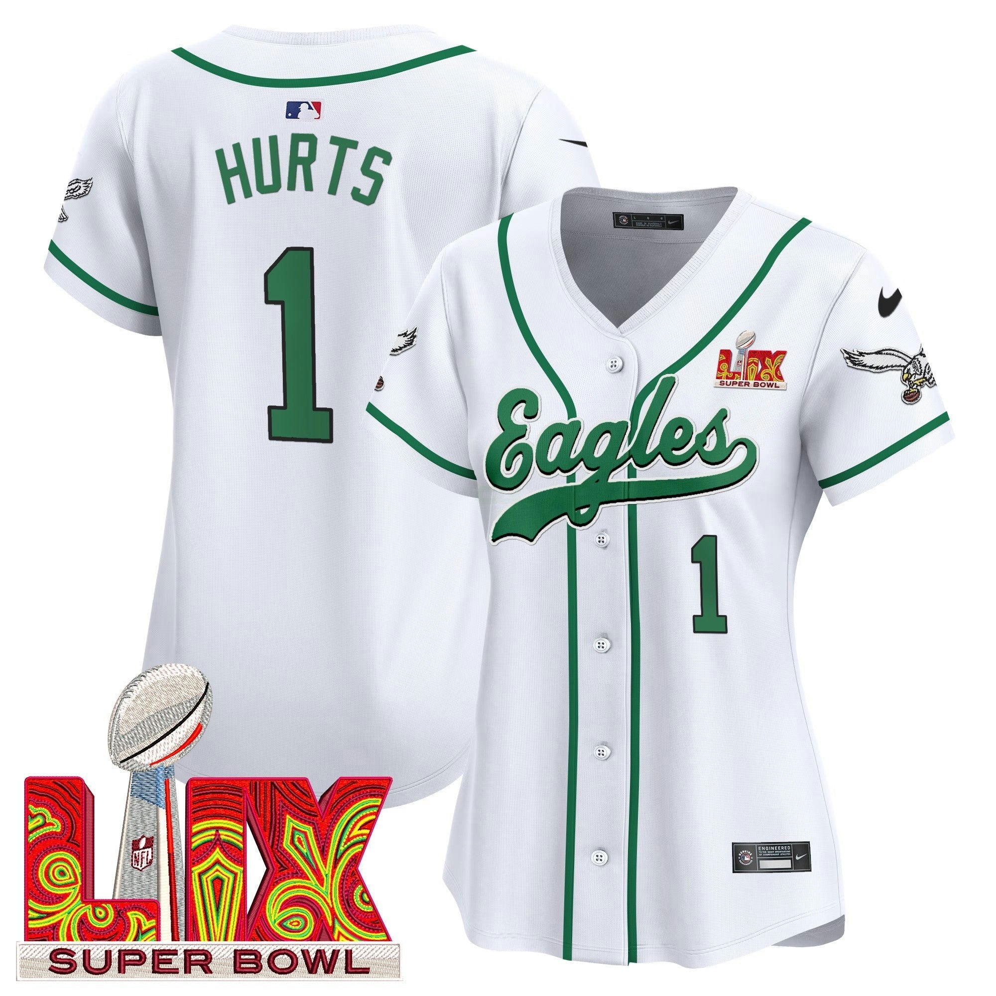 Camisa NFL Women’s Super Bowl LIX Patch Kelly Green Vapor Jersey