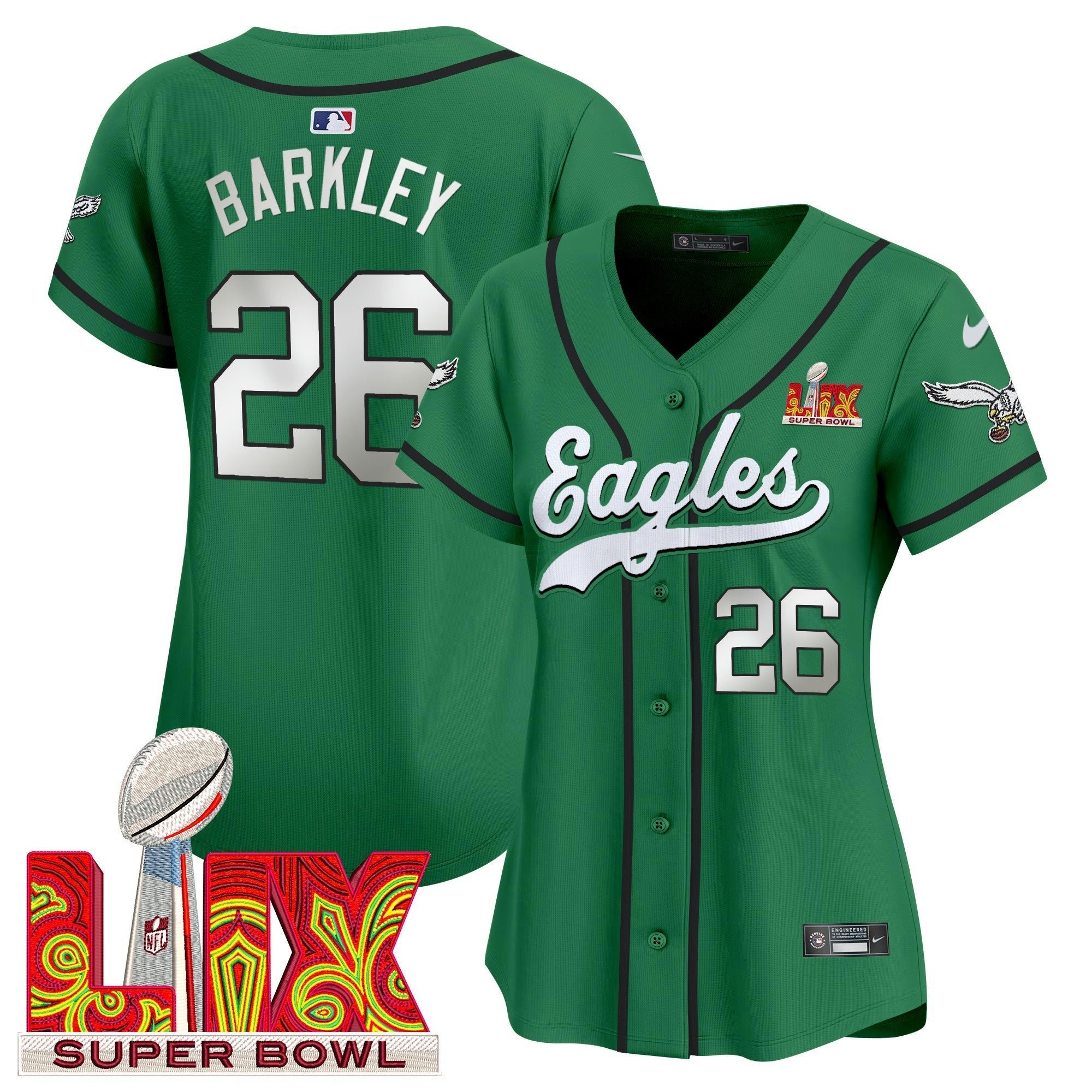 Camisa NFL Women’s Super Bowl LIX Patch Kelly Green Vapor Jersey