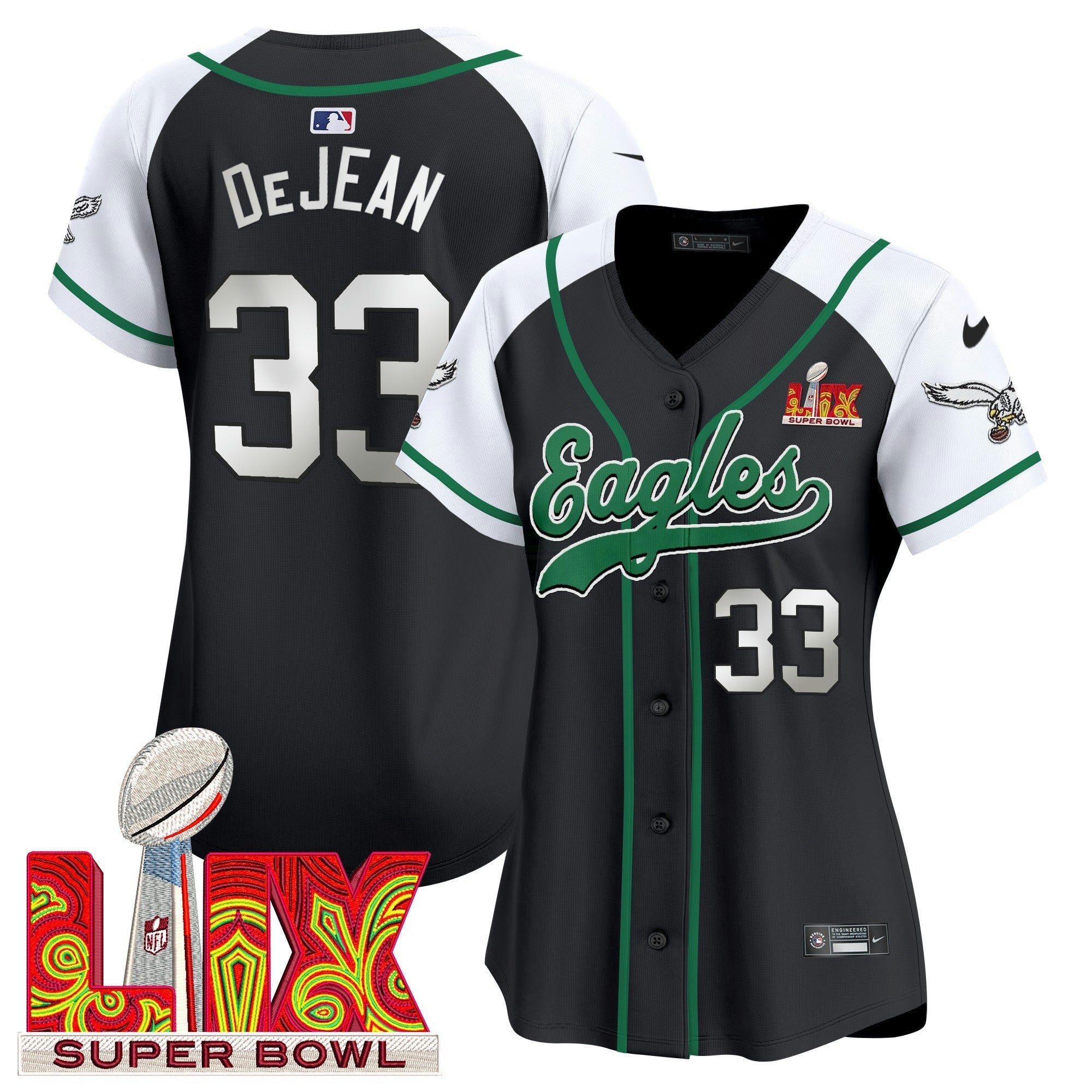 Camisa NFL Women’s Super Bowl LIX Patch Kelly Green Vapor Jersey
