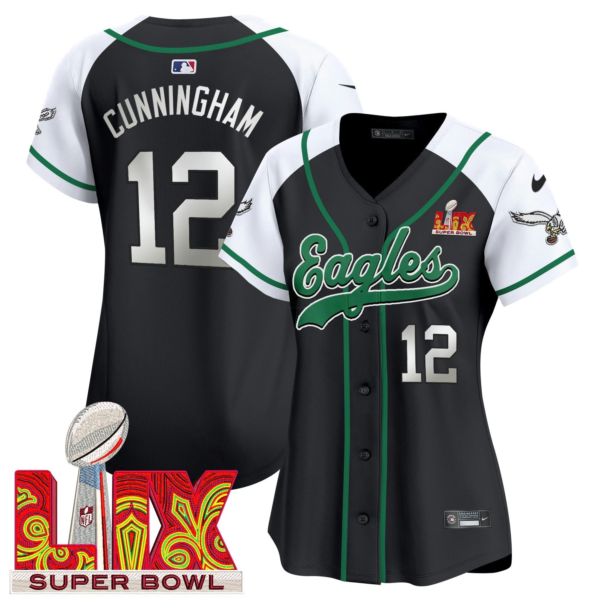 Camisa NFL Women’s Super Bowl LIX Patch Kelly Green Vapor Jersey