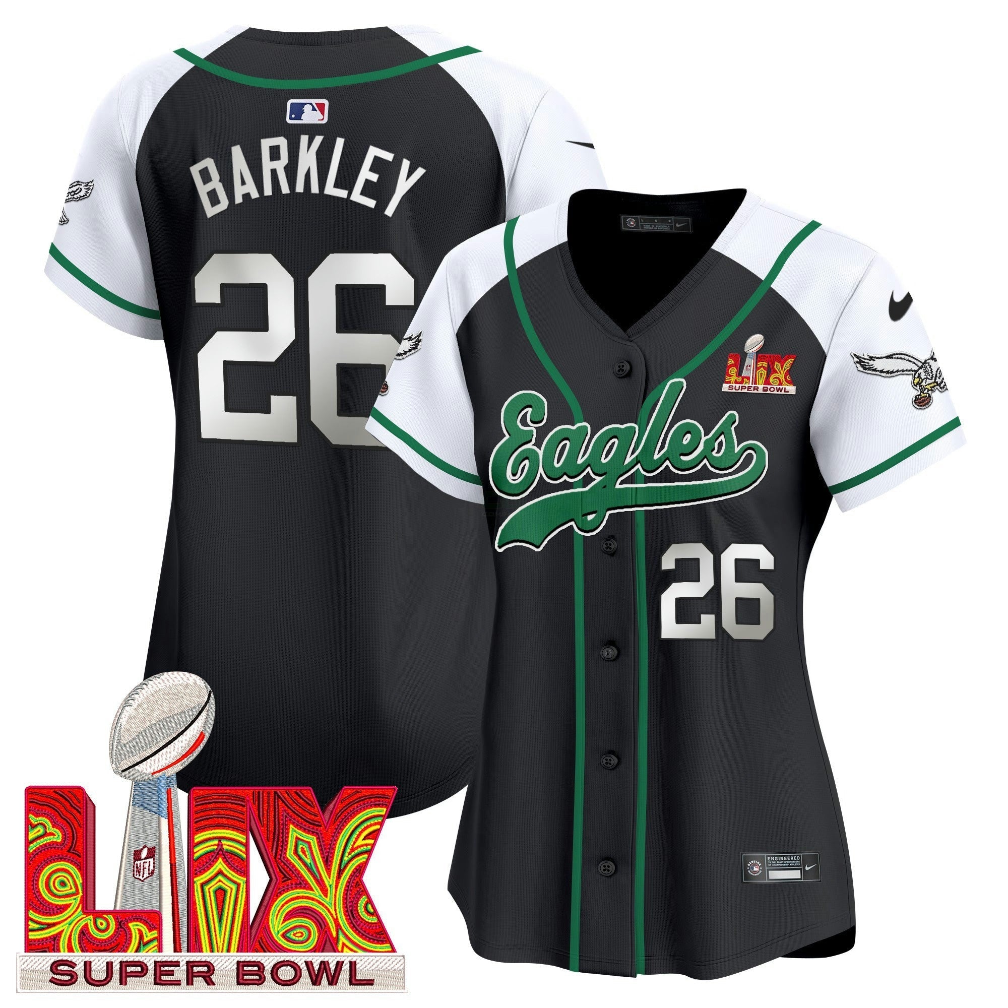 Camisa NFL Women’s Super Bowl LIX Patch Kelly Green Vapor Jersey