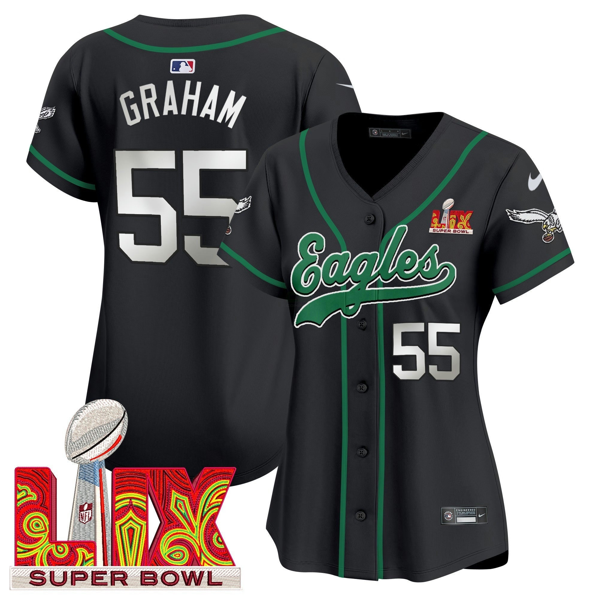 Camisa NFL Women’s Super Bowl LIX Patch Kelly Green Vapor Jersey