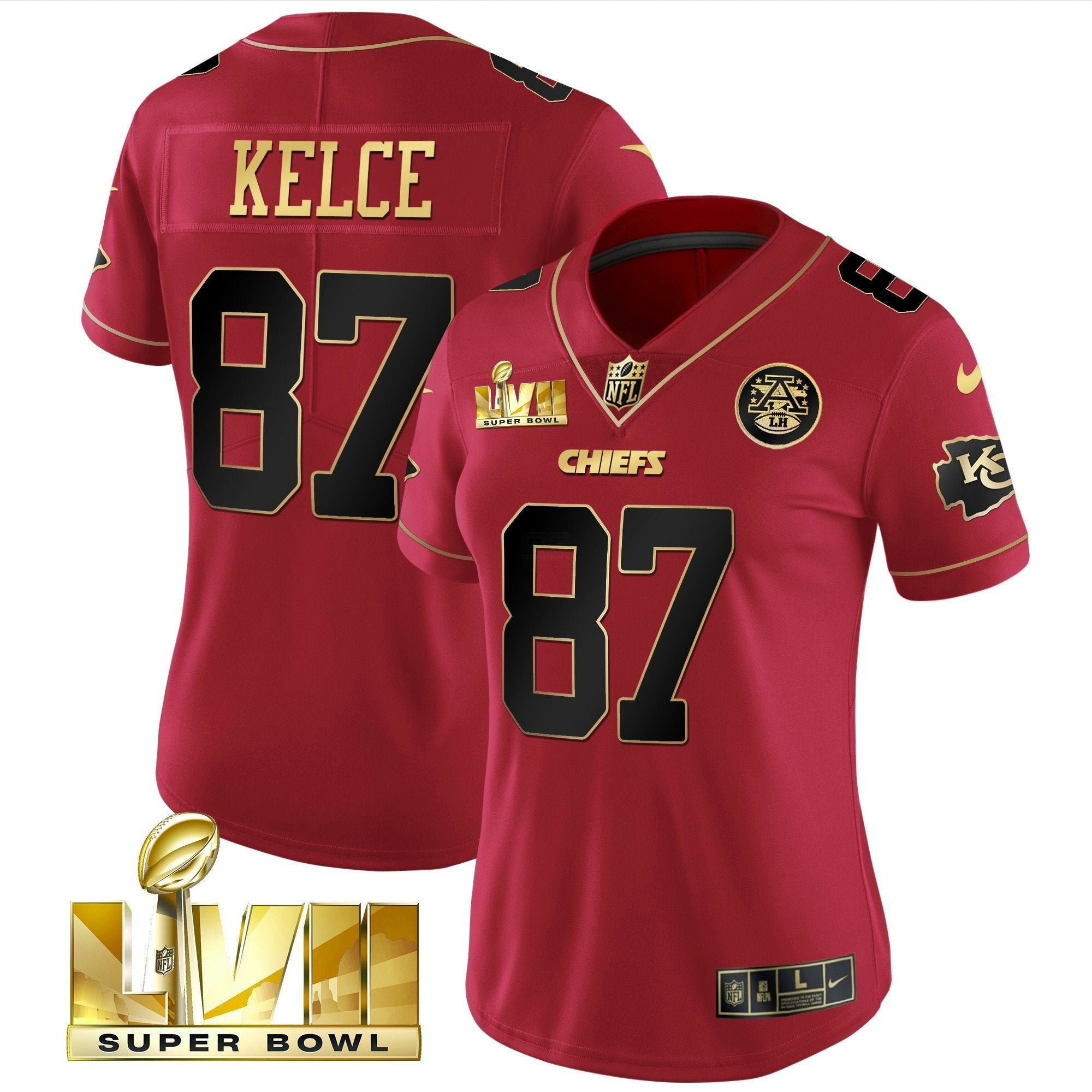 Camisa NFL Women’s Super Bowl LVII Vermelha Dourada Vapor Jersey
