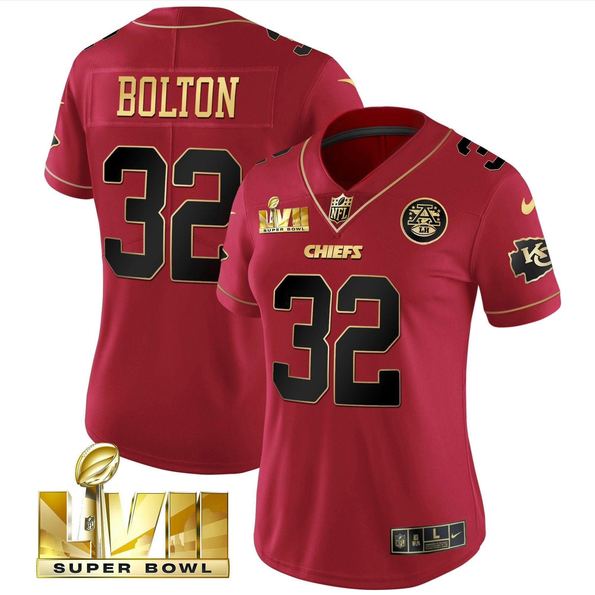 Camisa NFL Women’s Super Bowl LVII Vermelha Dourada Vapor Jersey
