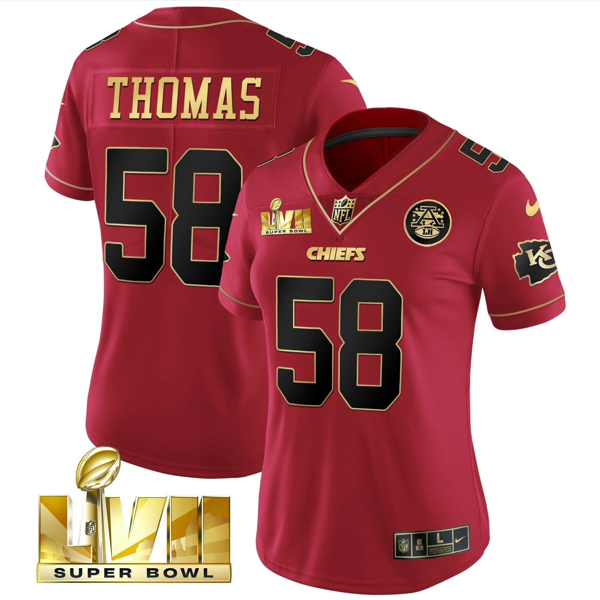 Camisa NFL Women’s Super Bowl LVII Vermelha Dourada Vapor Jersey