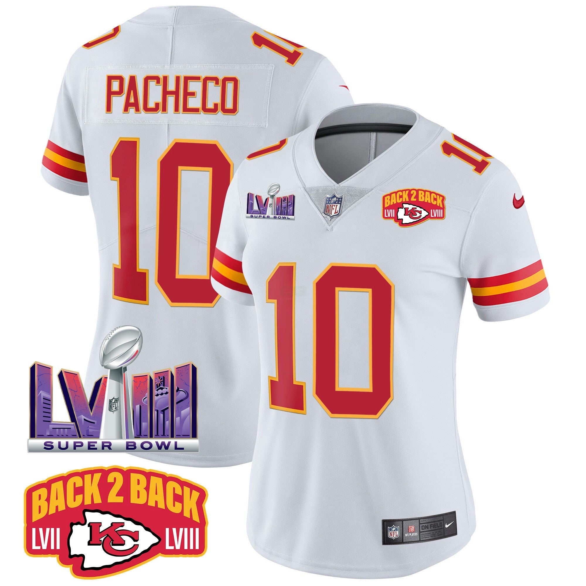 Camisa NFL Women’s Super Bowl LVIII & Back 2 Back Patch Vapor Jersey