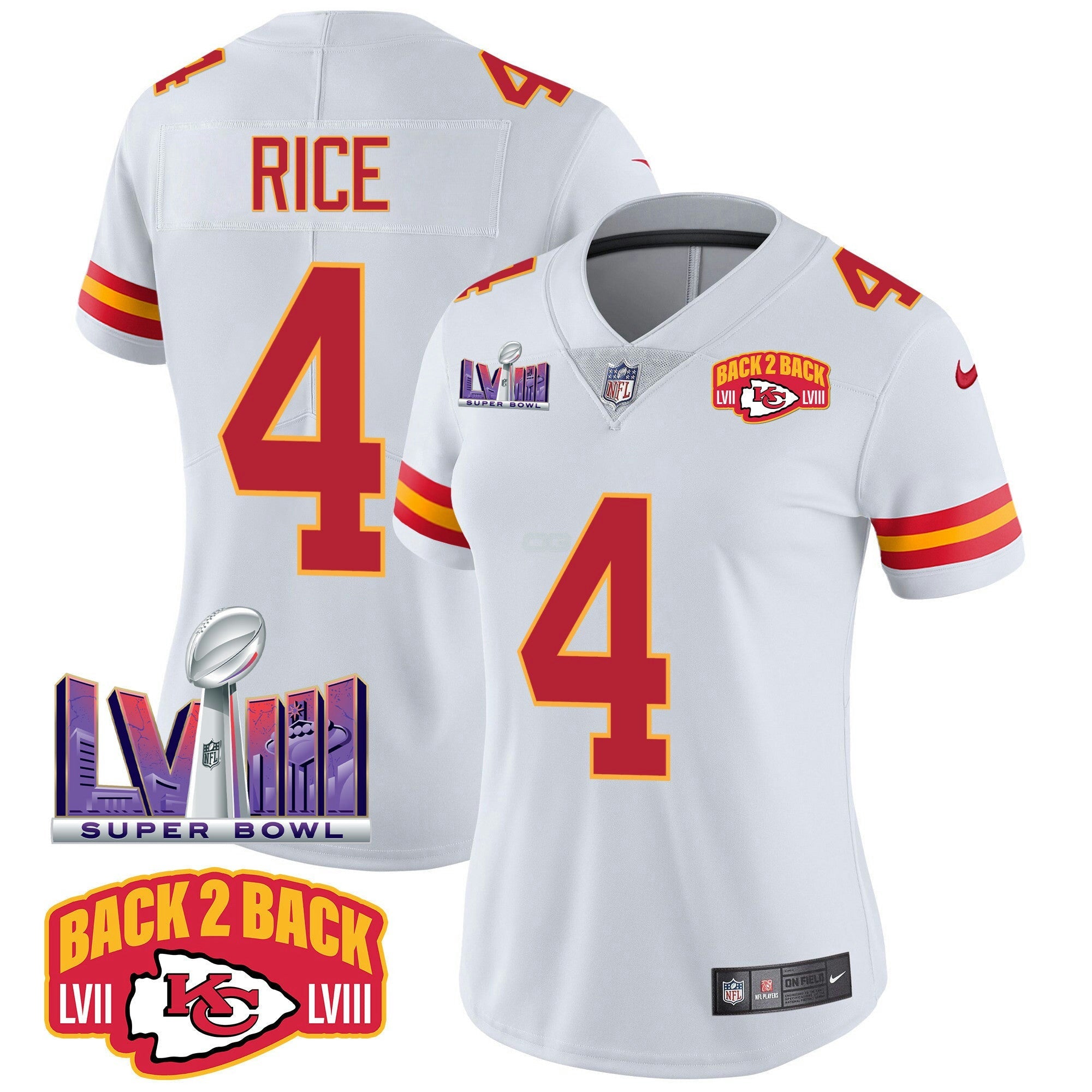 Camisa NFL Women’s Super Bowl LVIII & Back 2 Back Patch Vapor Jersey