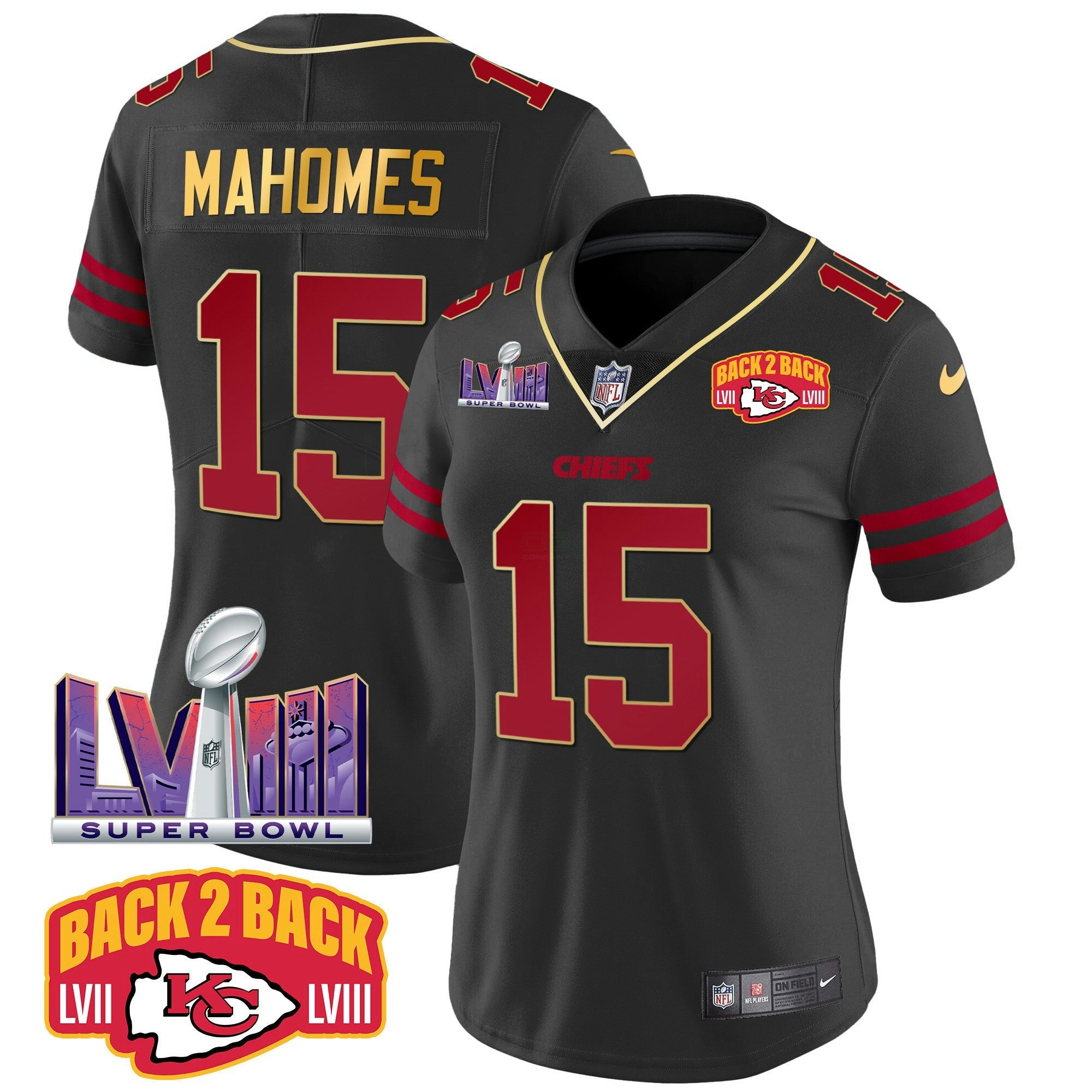 Camisa NFL Women’s Super Bowl LVIII & Back 2 Back Patch Vapor Jersey