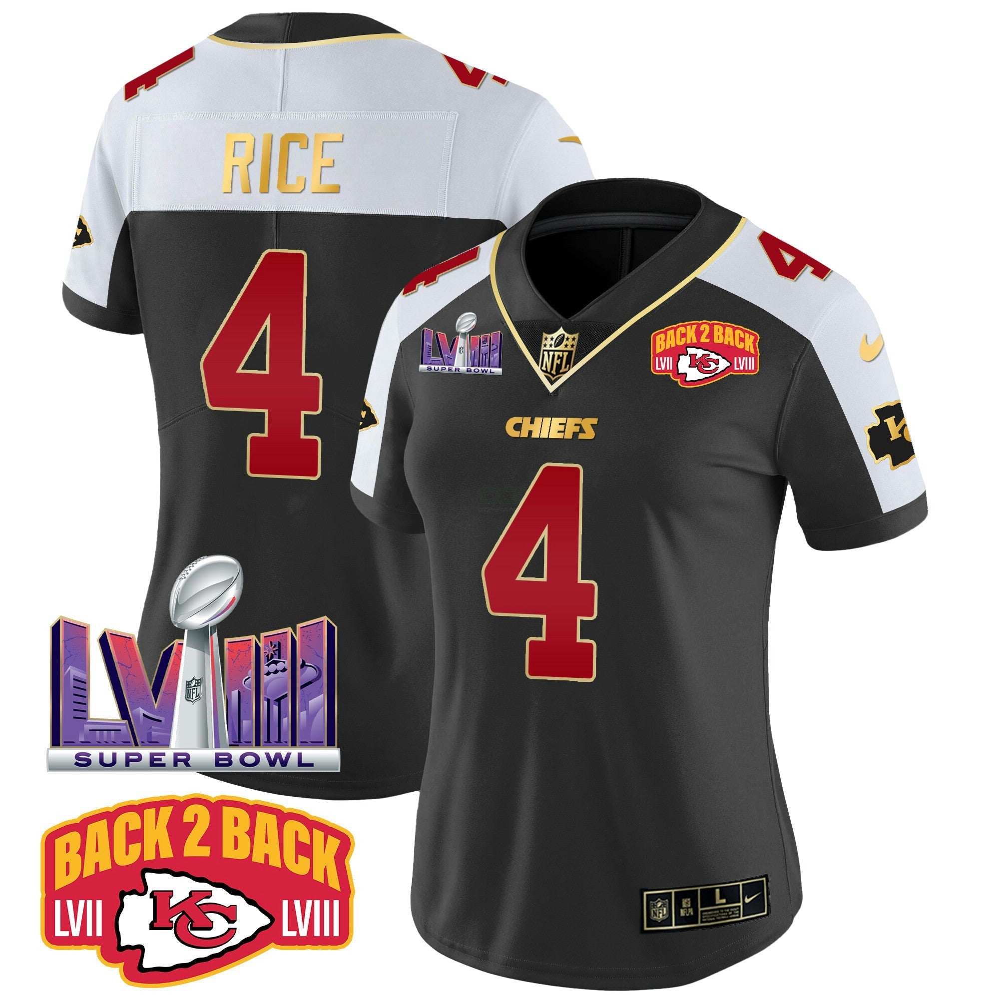 Camisa NFL Women’s Super Bowl LVIII & Back 2 Back Patch Vapor Jersey
