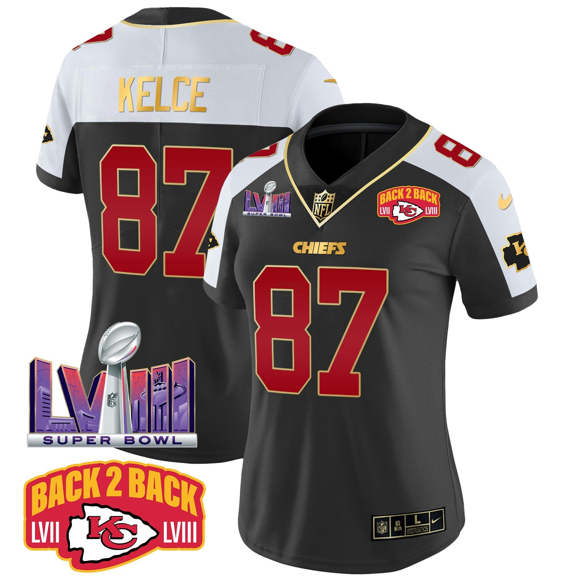 Camisa NFL Women’s Super Bowl LVIII & Back 2 Back Patch Vapor Jersey