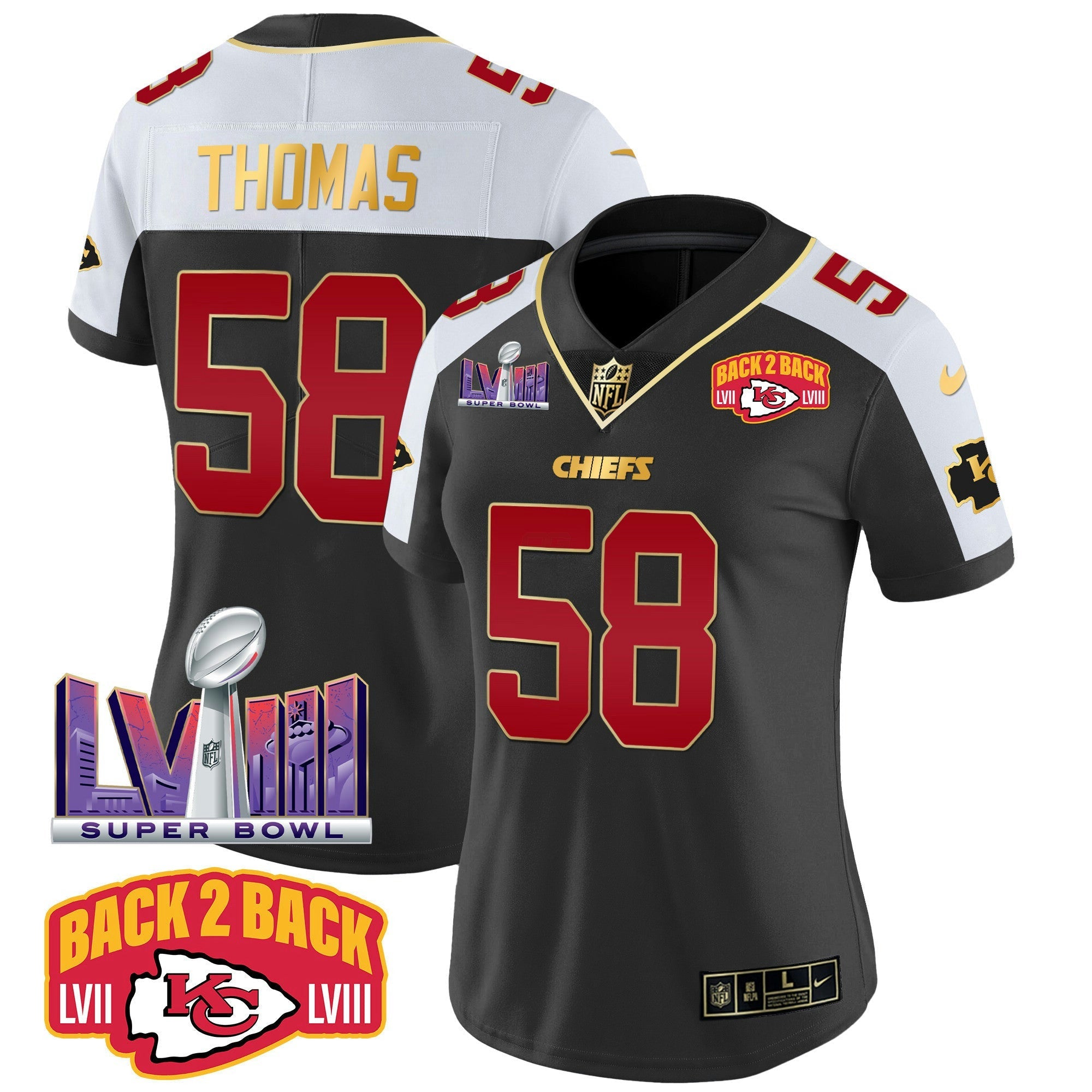 Camisa NFL Women’s Super Bowl LVIII & Back 2 Back Patch Vapor Jersey