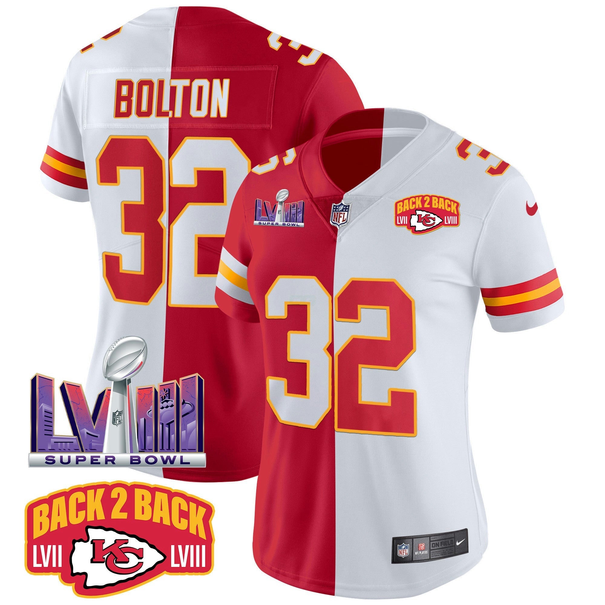 Camisa NFL Women’s Super Bowl LVIII & Back 2 Back Patch Vapor Jersey V2