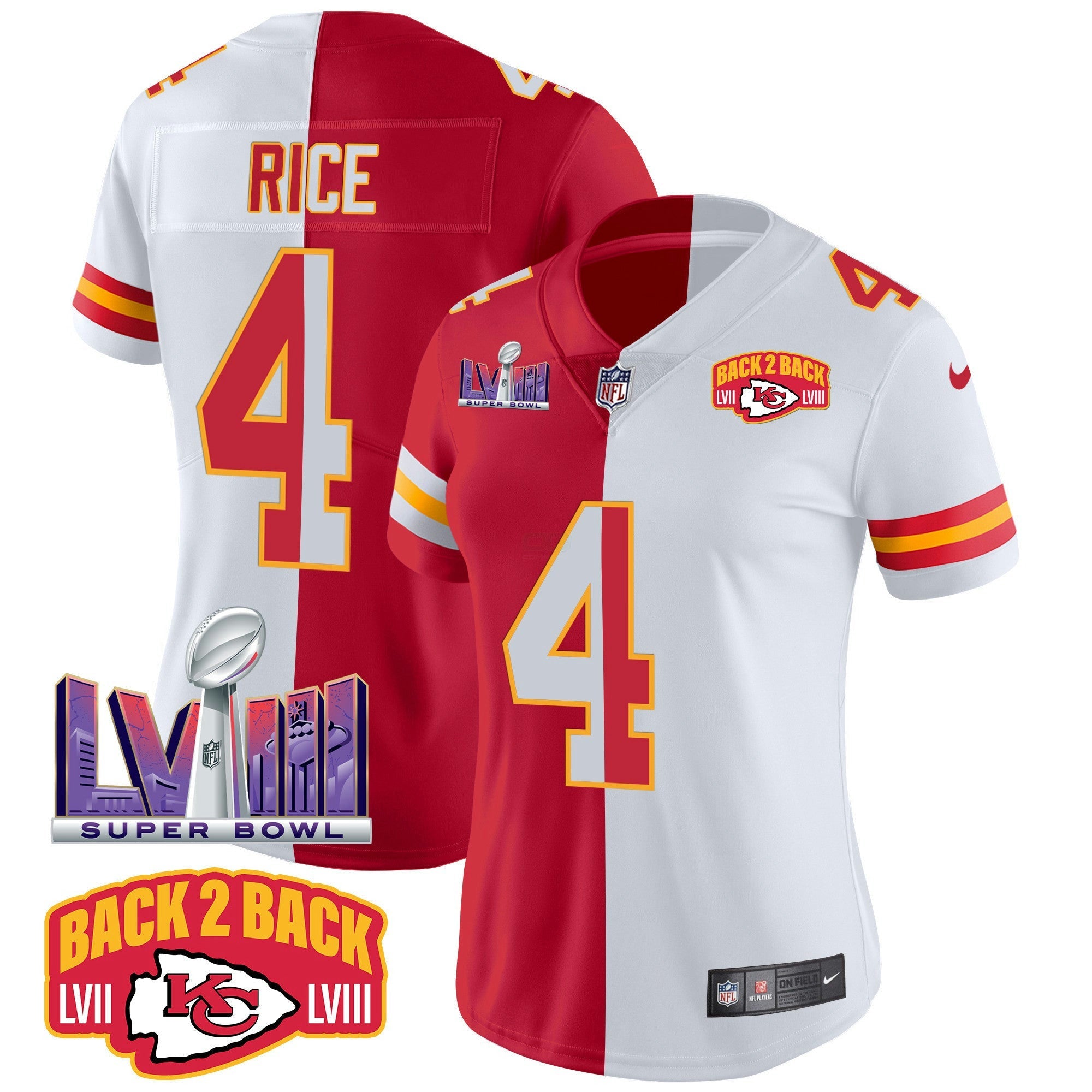 Camisa NFL Women’s Super Bowl LVIII & Back 2 Back Patch Vapor Jersey V2