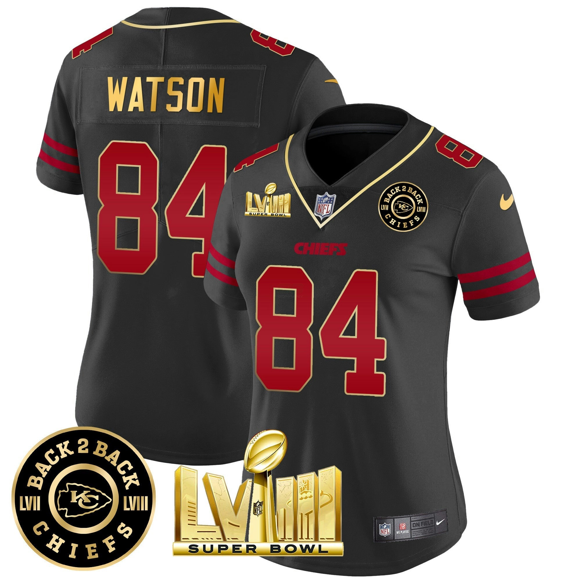 Camisa NFL Women’s Super Bowl LVIII & Back 2 Back Patch Vapor Jersey V3