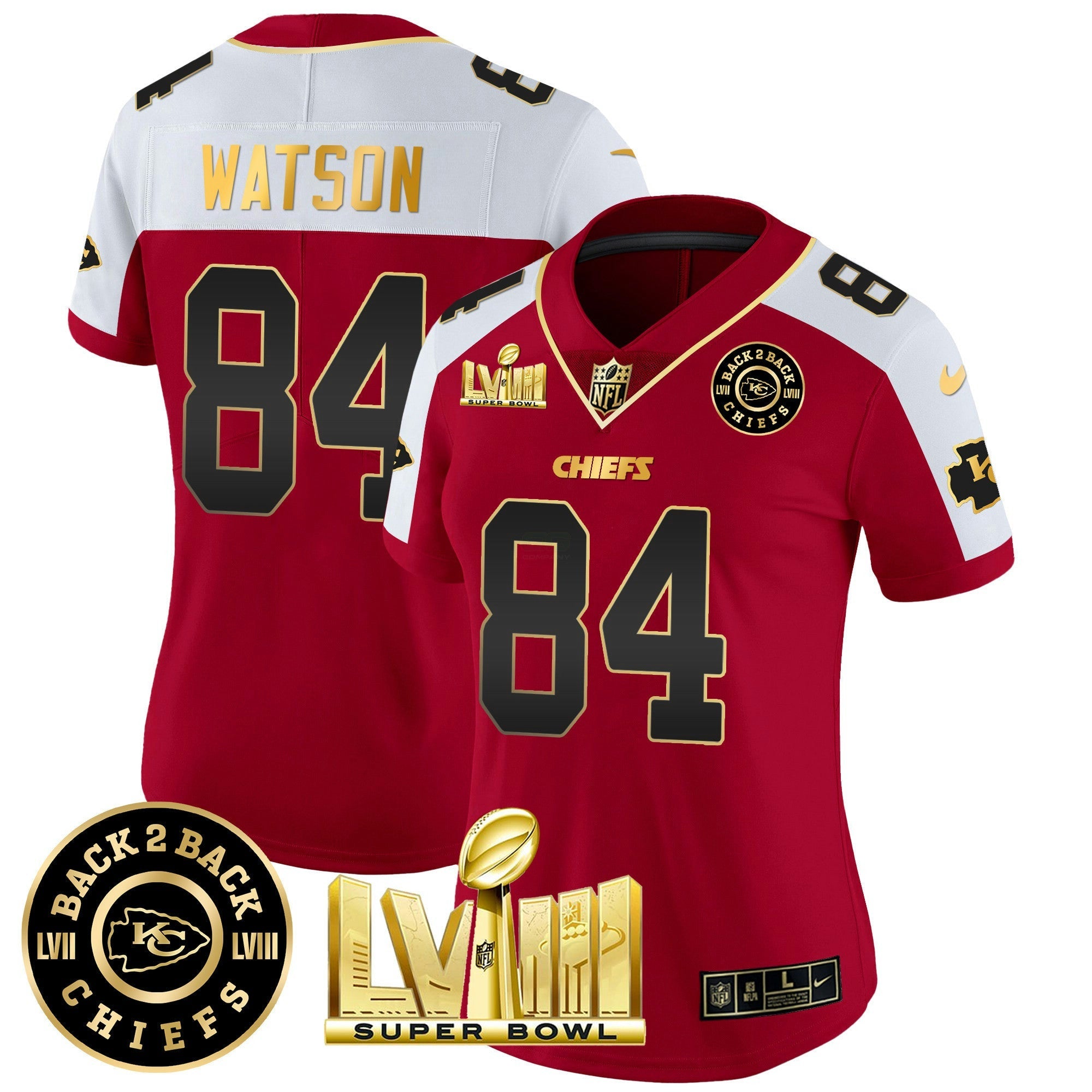 Camisa NFL Women’s Super Bowl LVIII & Back 2 Back Patch Vapor Jersey V3