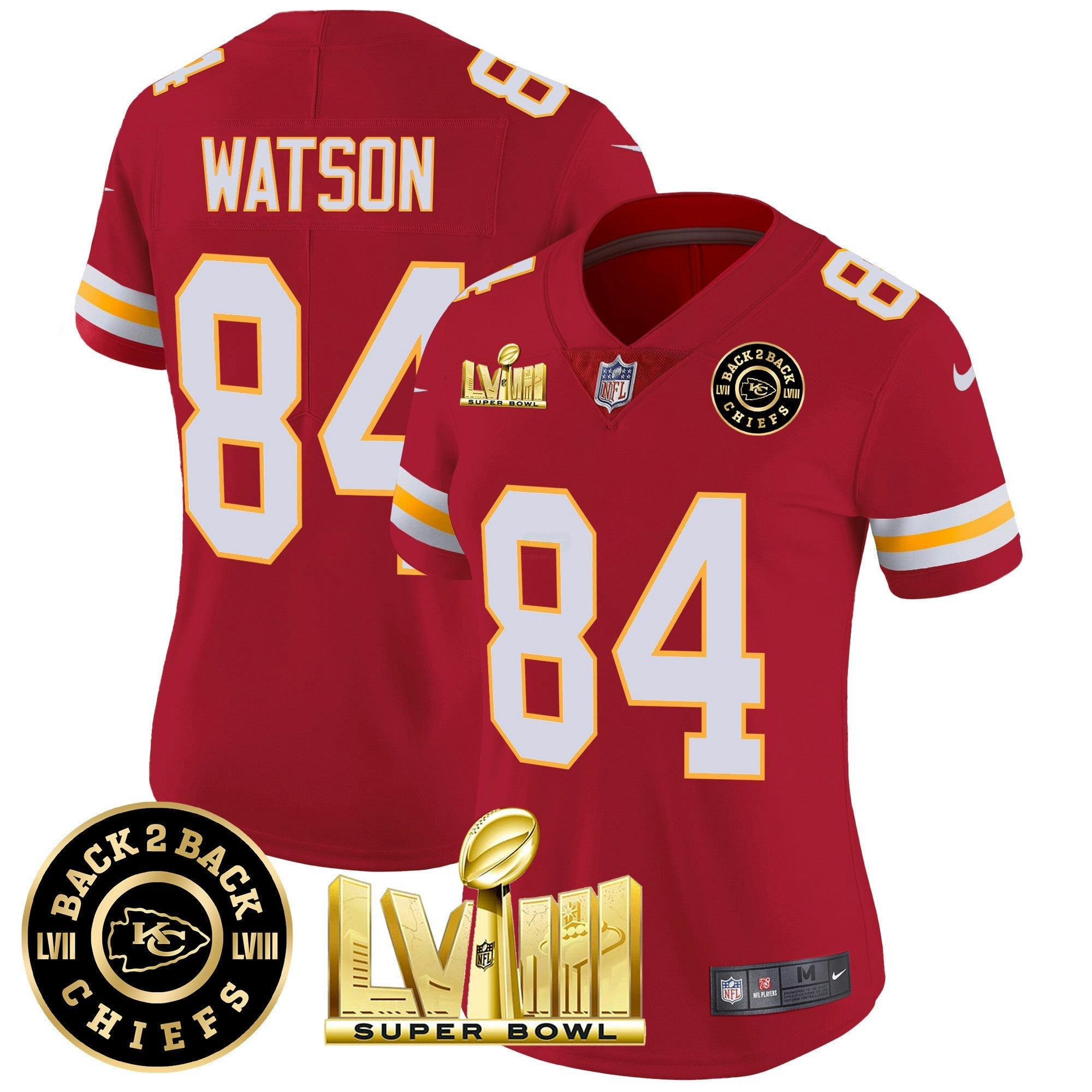 Camisa NFL Women’s Super Bowl LVIII & Back 2 Back Patch Vapor Jersey V3