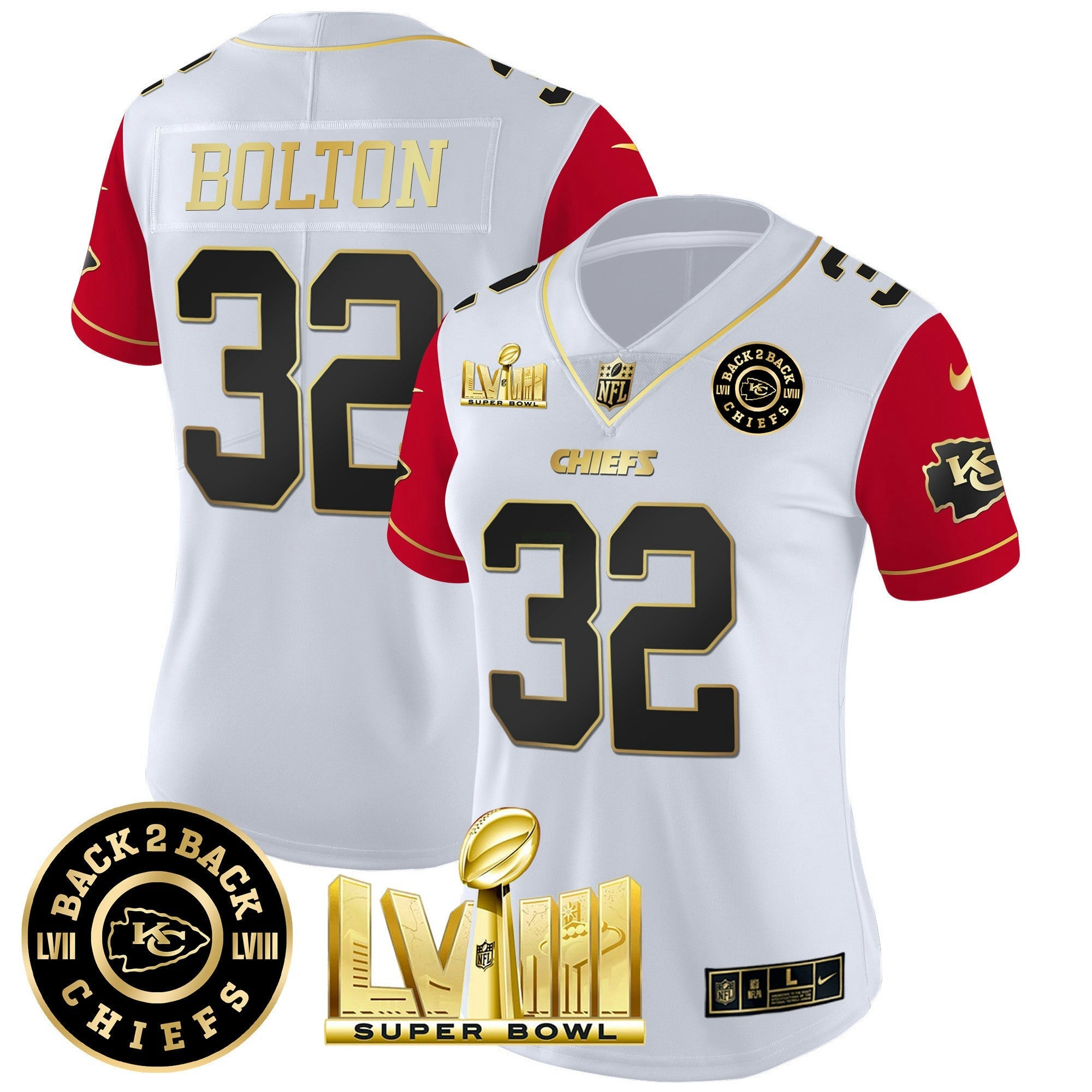 Camisa NFL Women’s Super Bowl LVIII & Back 2 Back Patch Vapor Jersey V4
