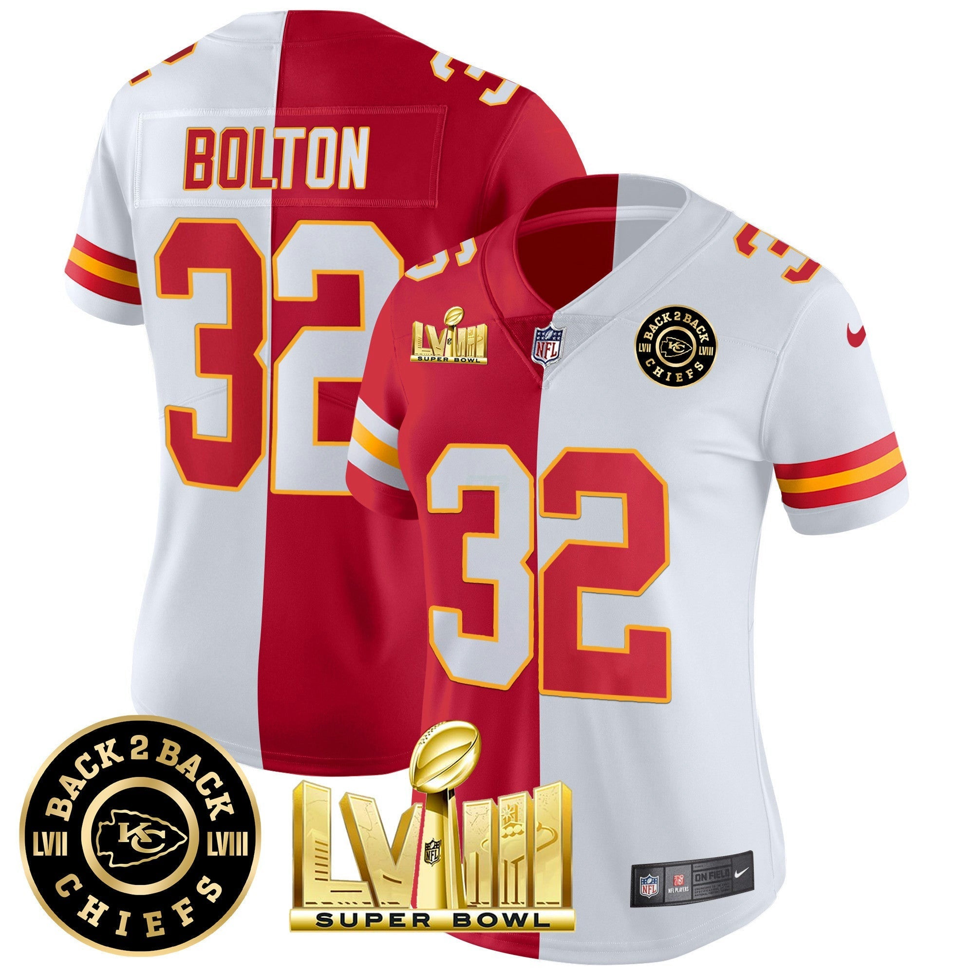 Camisa NFL Women’s Super Bowl LVIII & Back 2 Back Patch Vapor Jersey V4