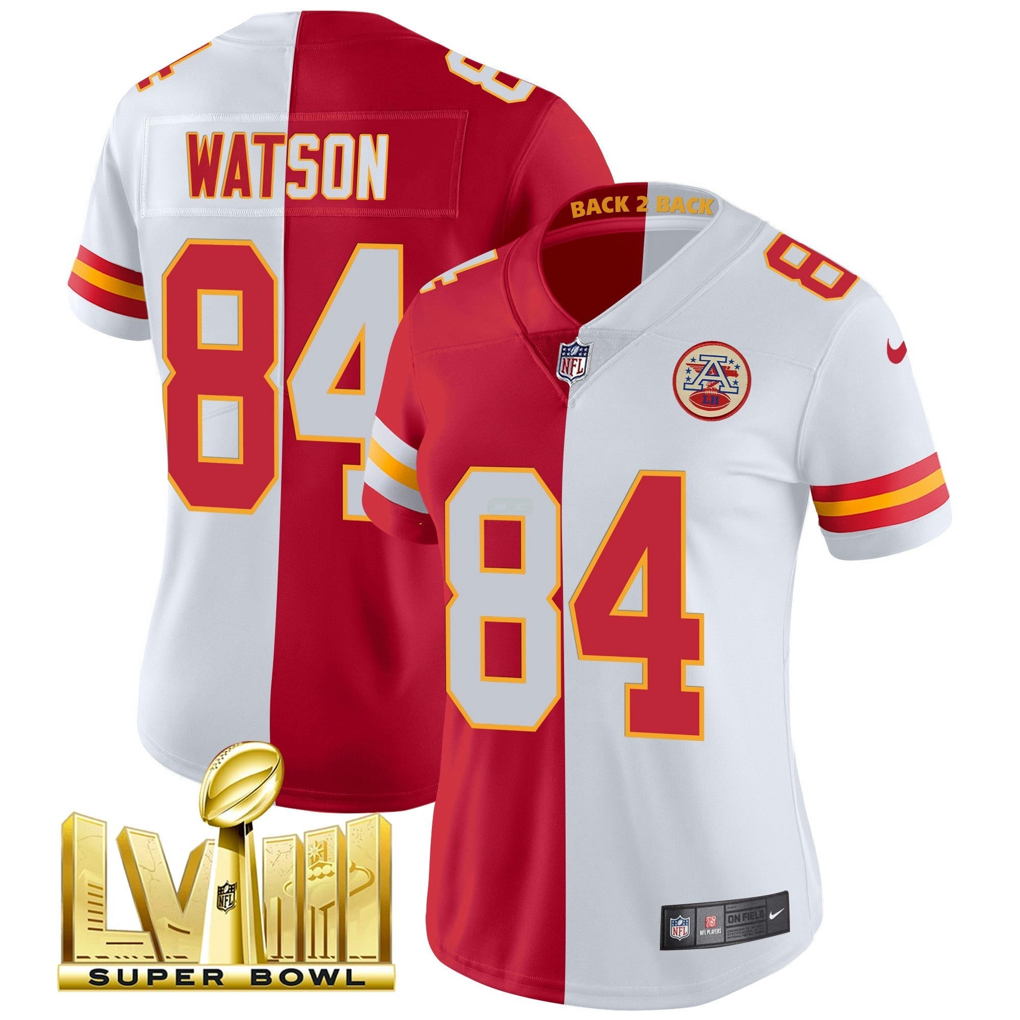 Camisa NFL Women’s Super Bowl LVIII & Back 2 Back Patch Vapor Jersey V5