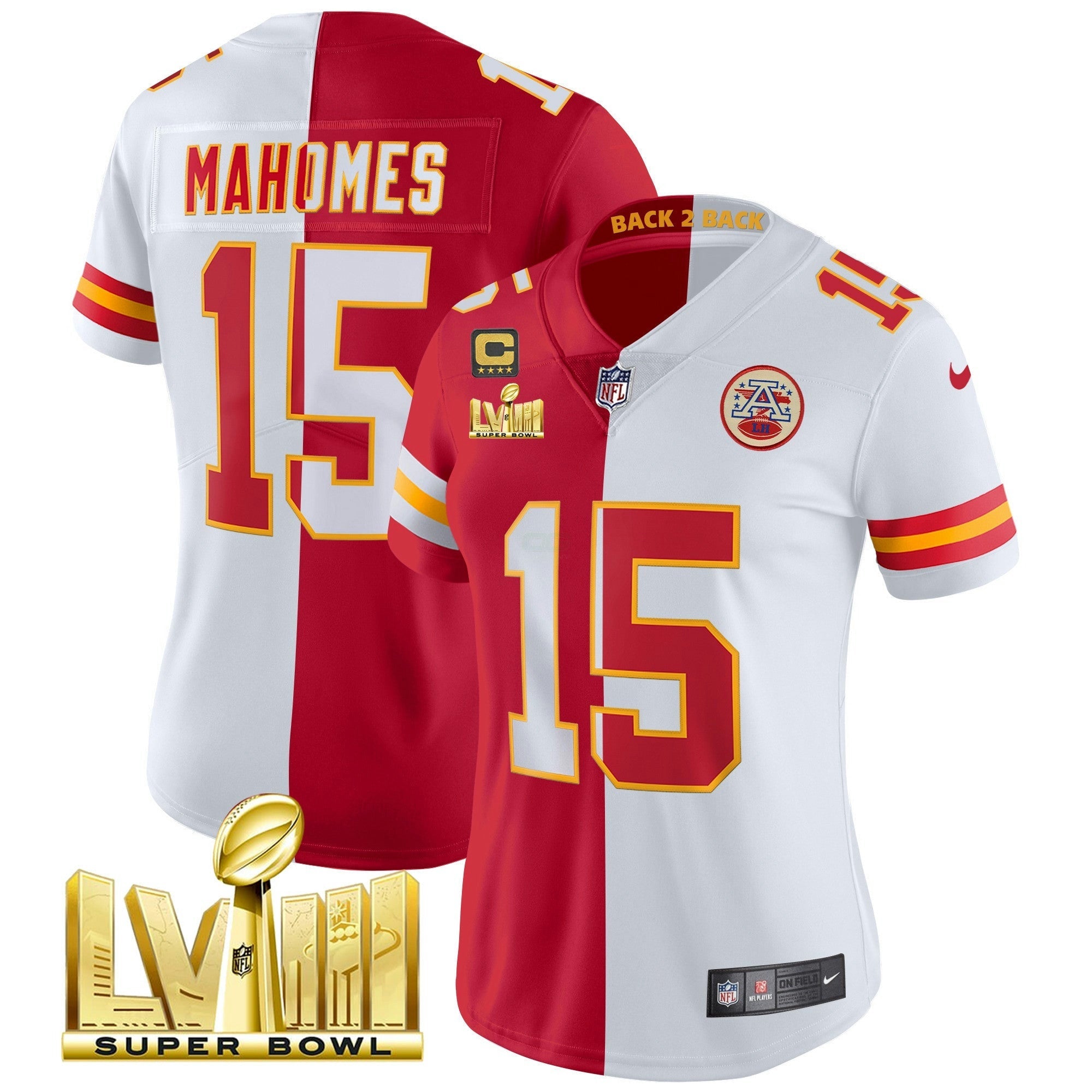 Camisa NFL Women’s Super Bowl LVIII & Back 2 Back Patch Vapor Jersey V5