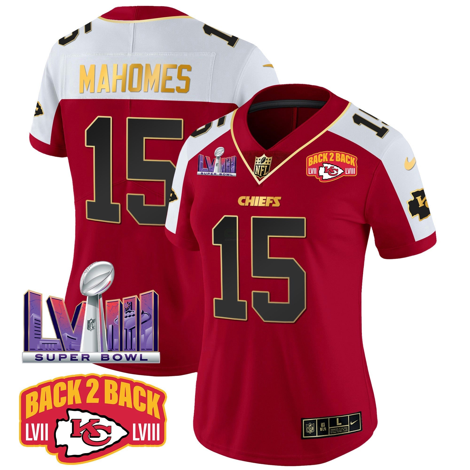Camisa NFL Women’s Super Bowl LVIII & Back 2 Back Patch Vapor Jersey