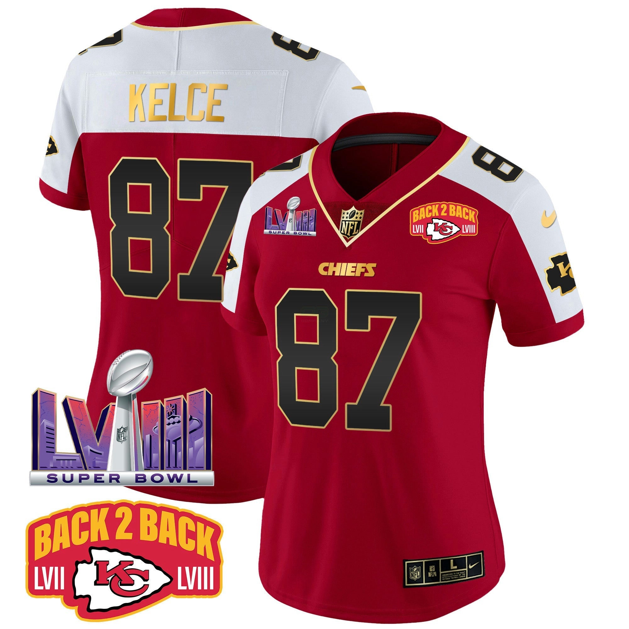 Camisa NFL Women’s Super Bowl LVIII & Back 2 Back Patch Vapor Jersey