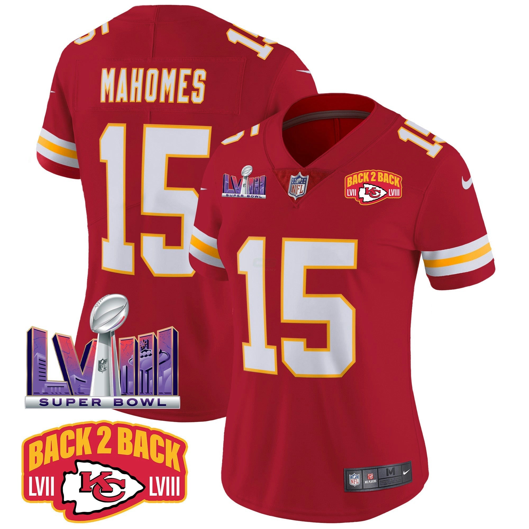 Camisa NFL Women’s Super Bowl LVIII & Back 2 Back Patch Vapor Jersey