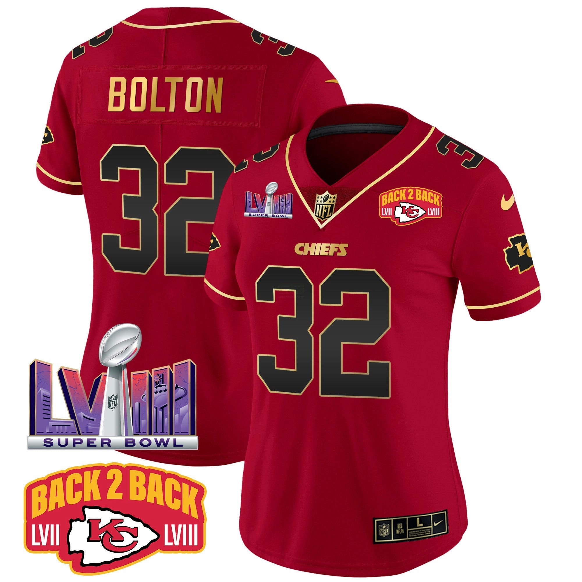 Camisa NFL Women’s Super Bowl LVIII & Back 2 Back Patch Vapor Jersey