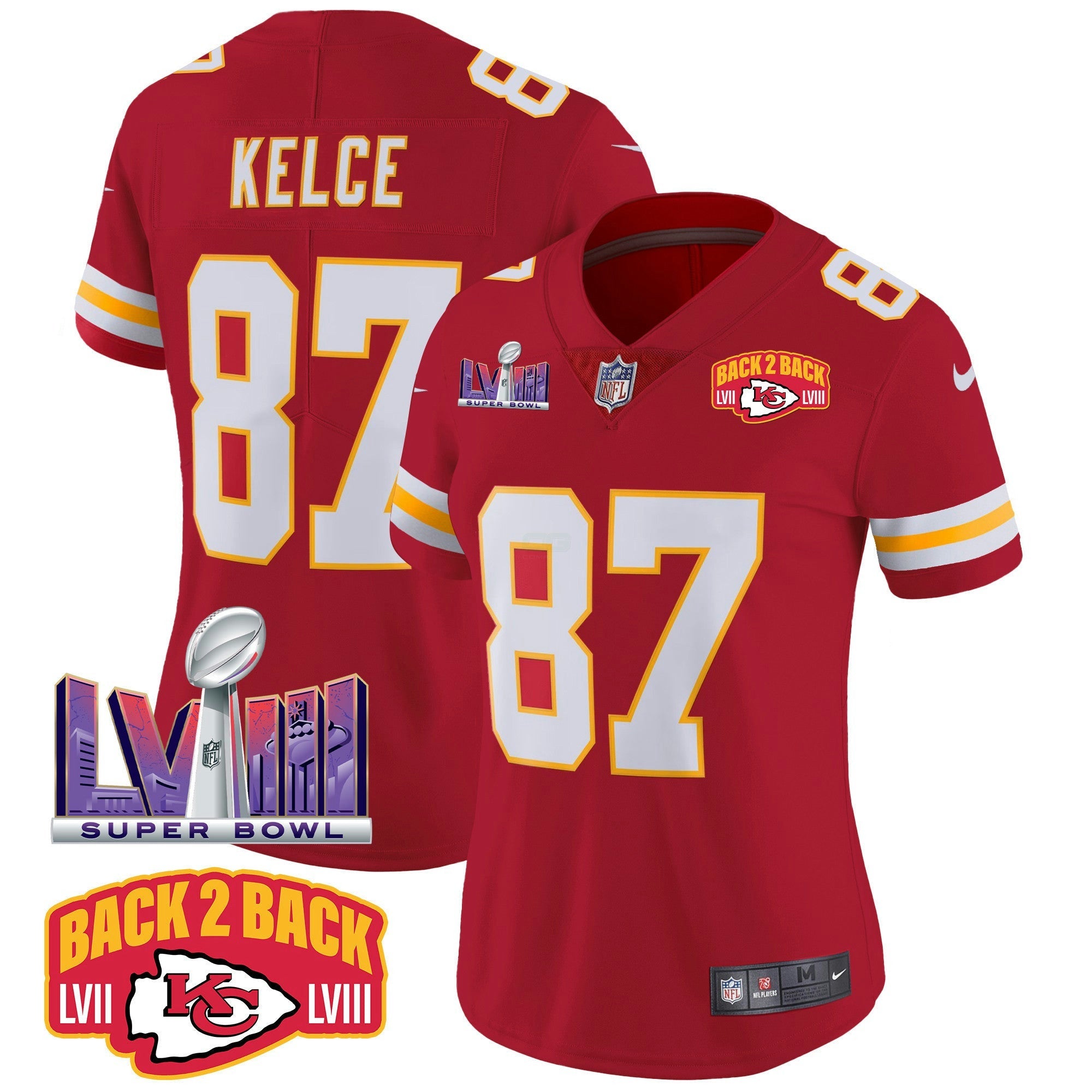 Camisa NFL Women’s Super Bowl LVIII & Back 2 Back Patch Vapor Jersey