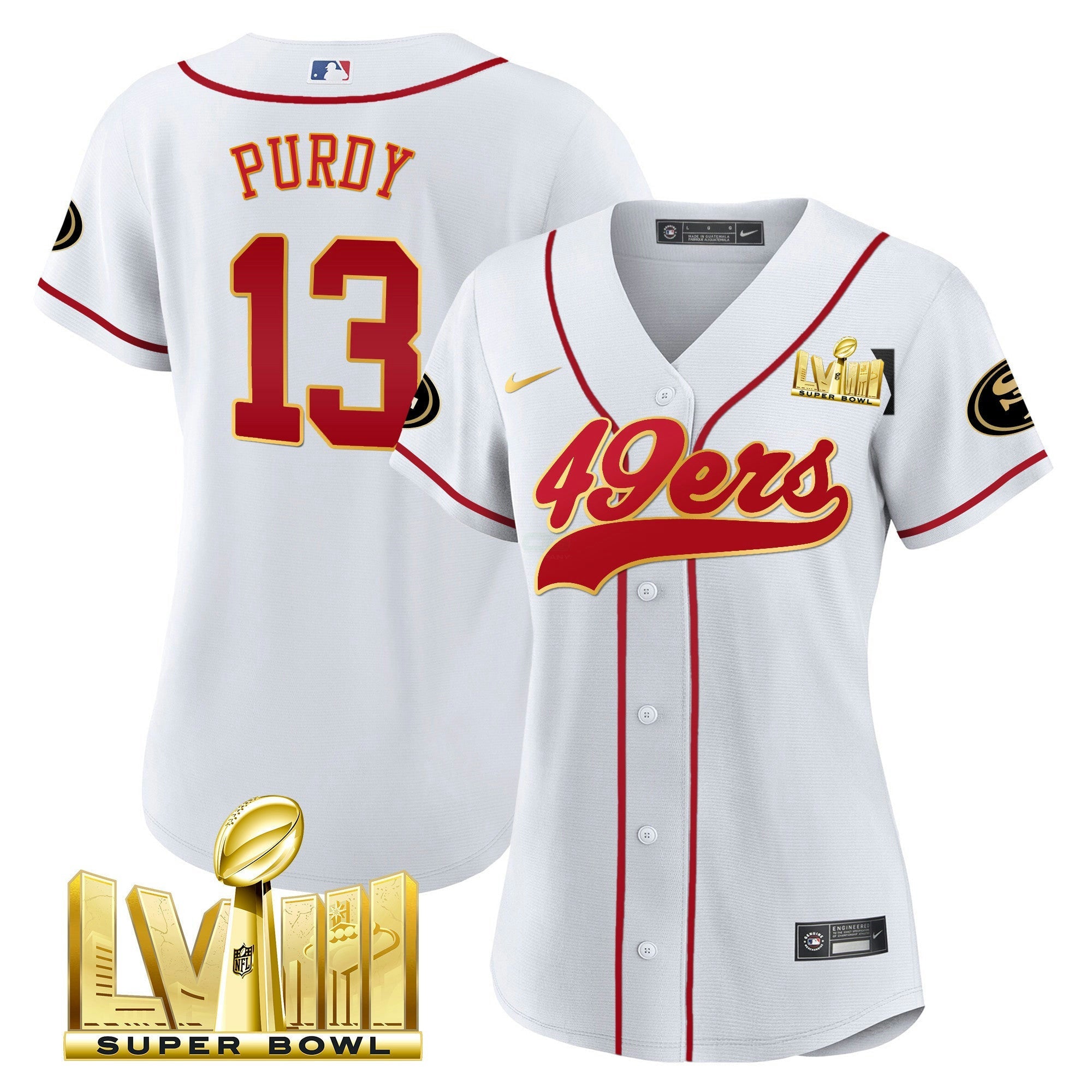 Camisa NFL Women’s Super Bowl LVIII Dourada Patch Jersey
