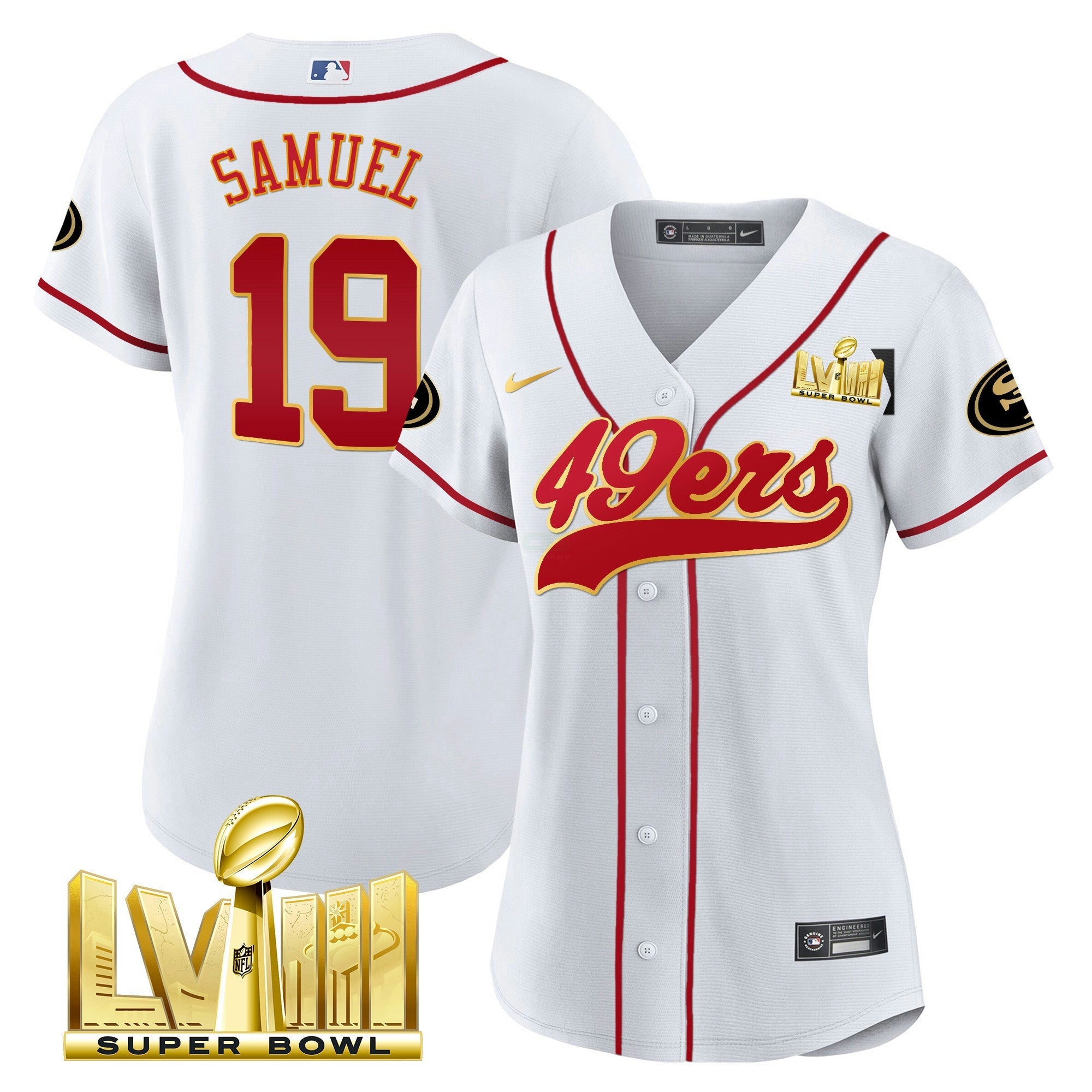 Camisa NFL Women’s Super Bowl LVIII Dourada Patch Jersey