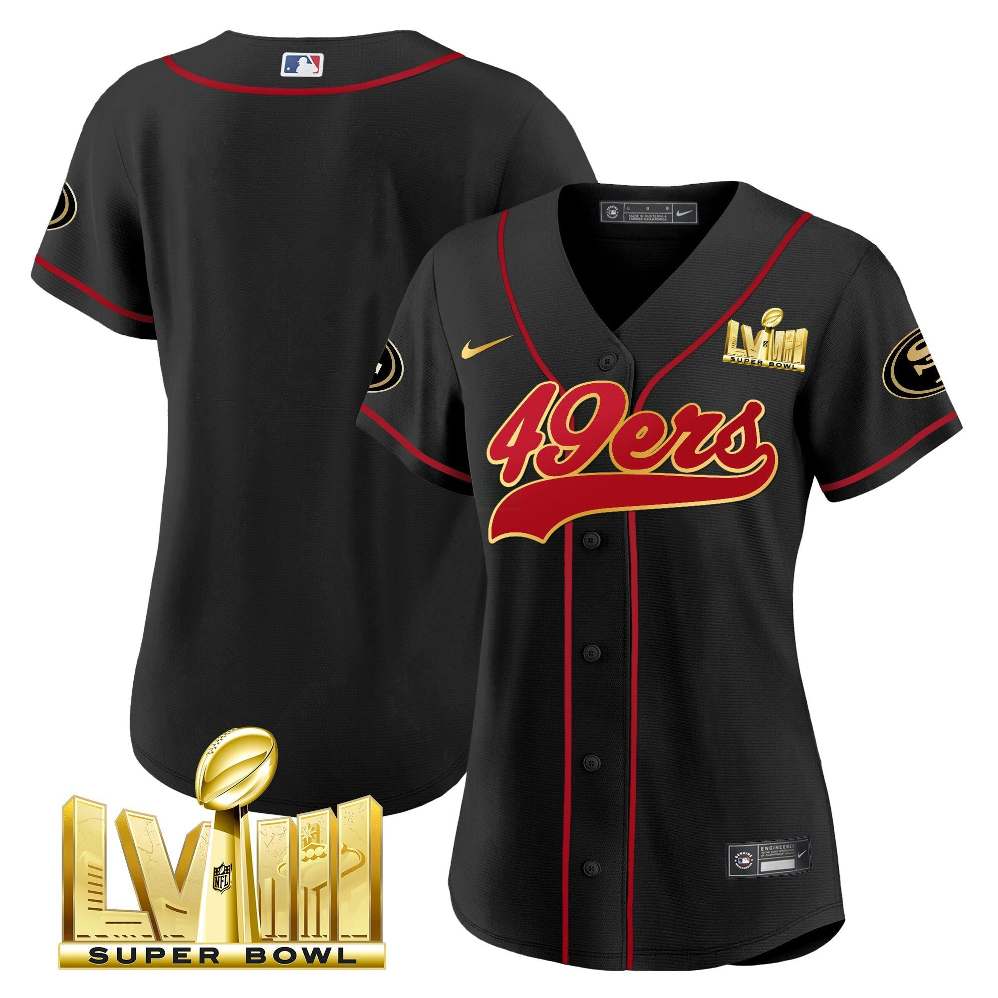 Camisa NFL Women’s Super Bowl LVIII Dourada Patch Jersey