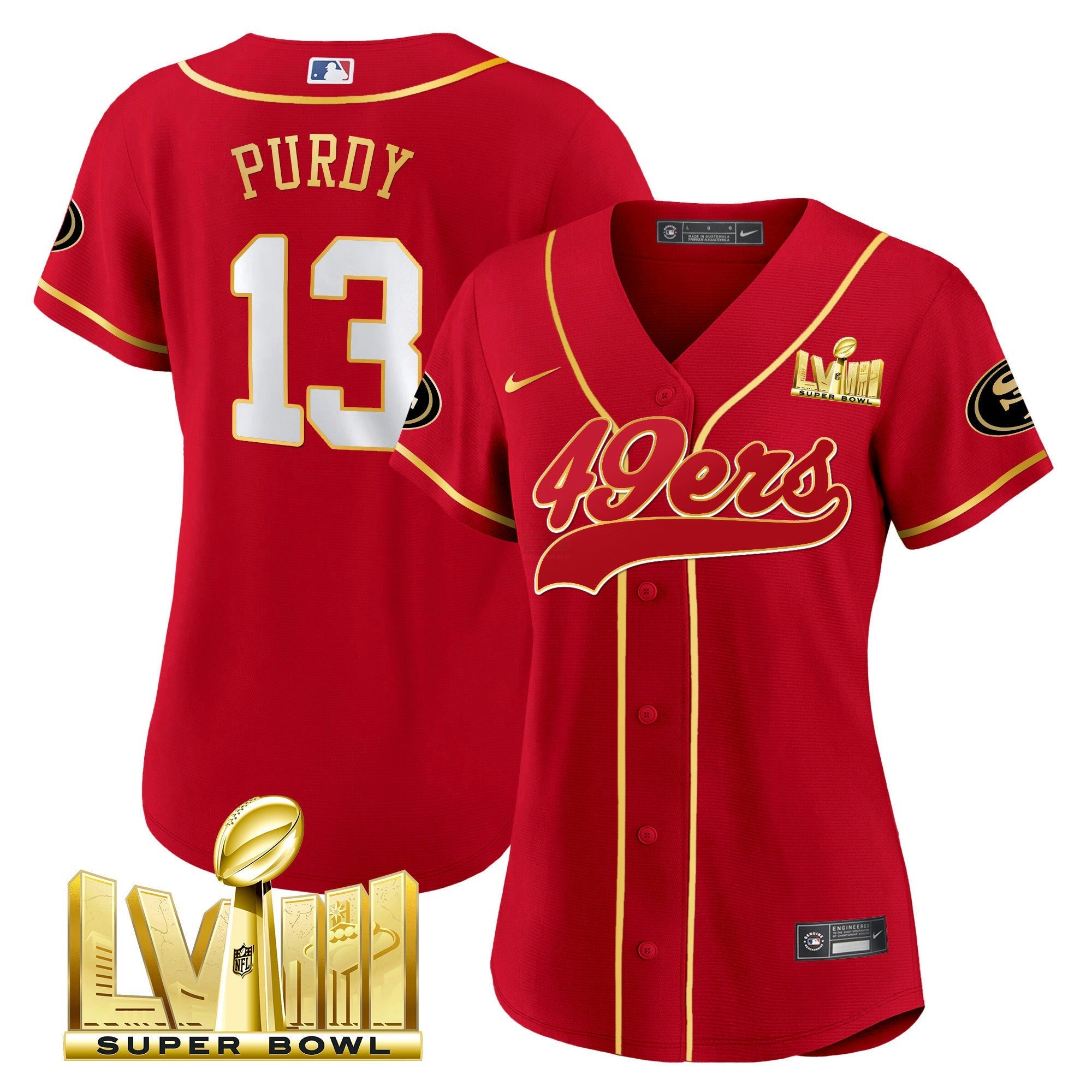 Camisa NFL Women’s Super Bowl LVIII Dourada Patch Jersey