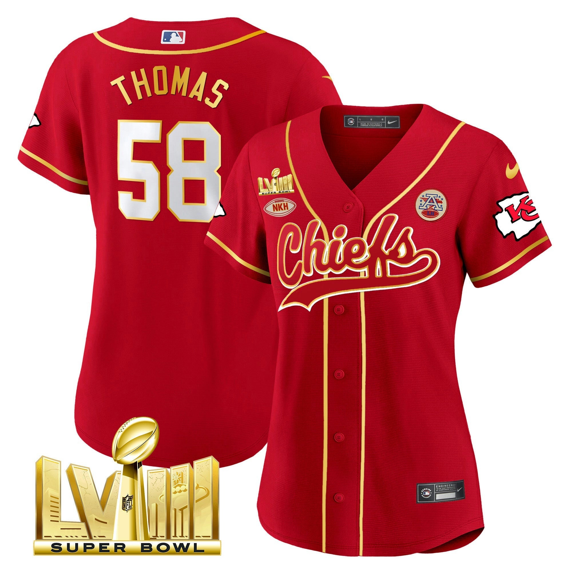 Camisa NFL Women’s Super Bowl LVIII Dourada Patch Jersey