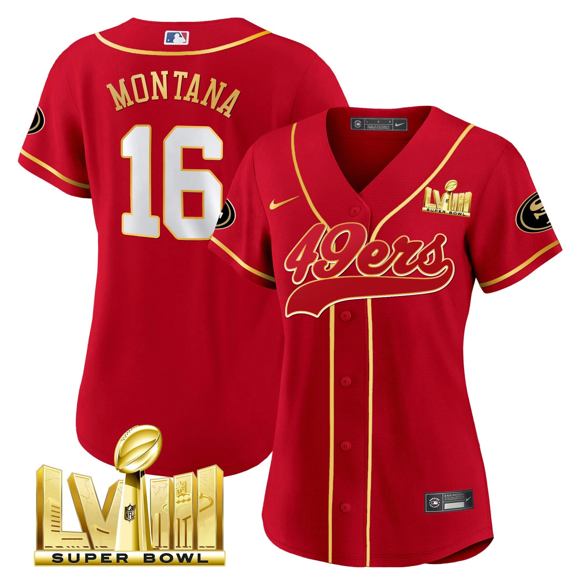 Camisa NFL Women’s Super Bowl LVIII Dourada Patch Jersey
