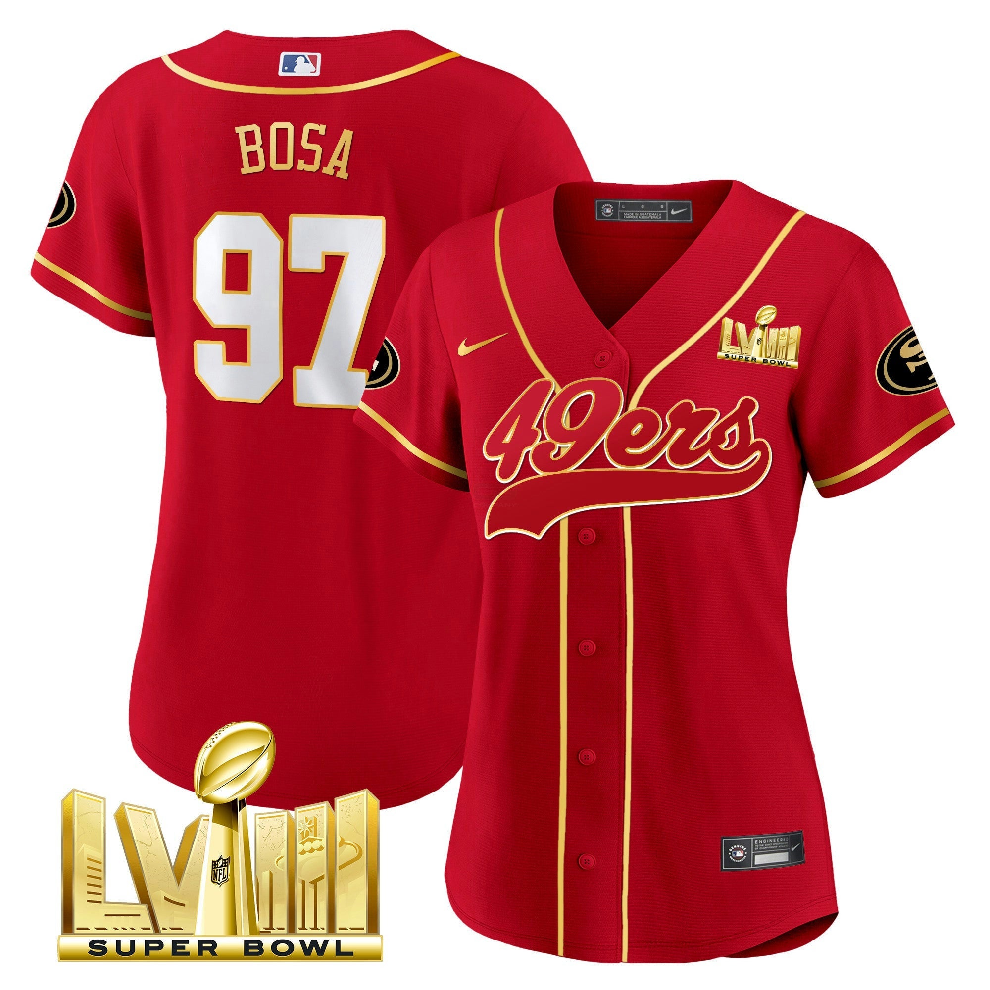 Camisa NFL Women’s Super Bowl LVIII Dourada Patch Jersey
